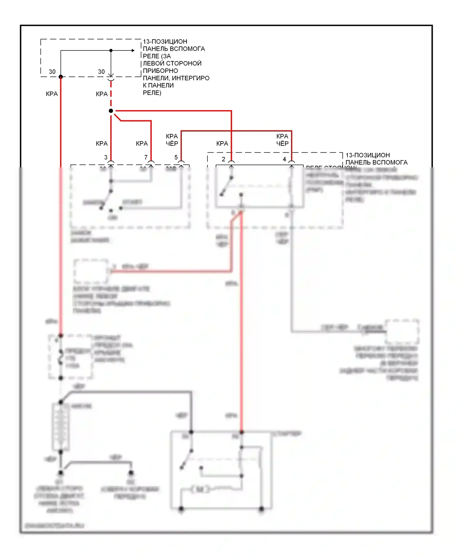 Beetle Volkswagen A4 рестайлинг (2005-2011): Электросхема стартера, автоматической коробки передач, кроме кабриолета 