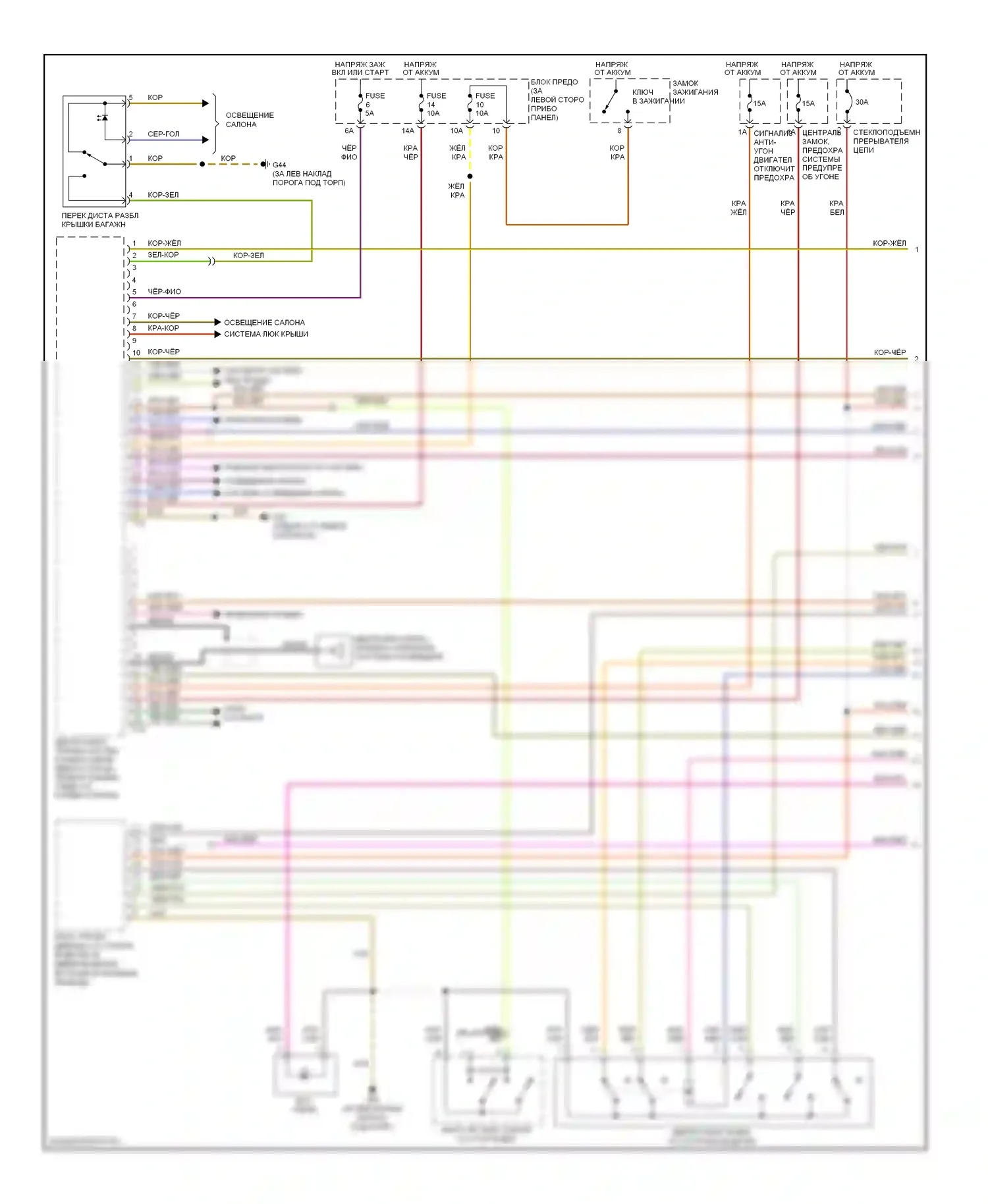 Beetle Volkswagen A4 рестайлинг (2005-2011): Электросхема центрального замка, кроме кабриолета (1 из 2) 