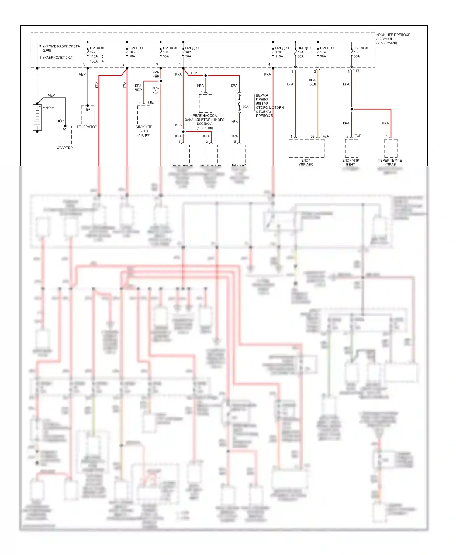 Beetle Volkswagen A4 (1997-2005): Электросхема блока предохранителей реле (1 из 3) 