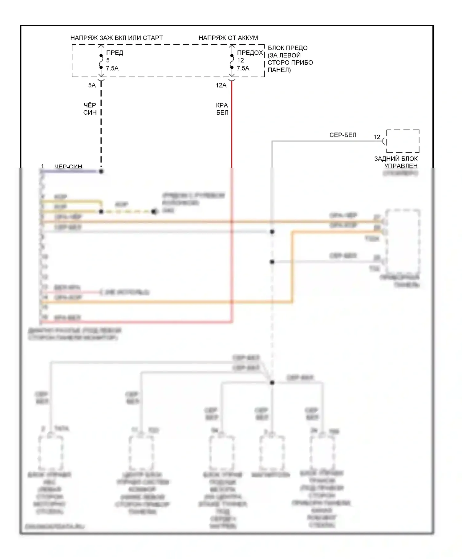 Beetle Volkswagen A4 (1997-2005): Электросхема диагностического разхъема, кроме кабриолета 