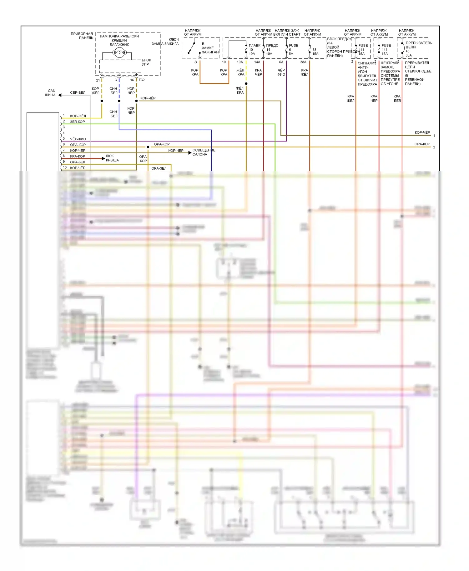 Beetle Volkswagen A4 (1997-2005): Сигнализации электросхема, кабриолет (1 из 2) 