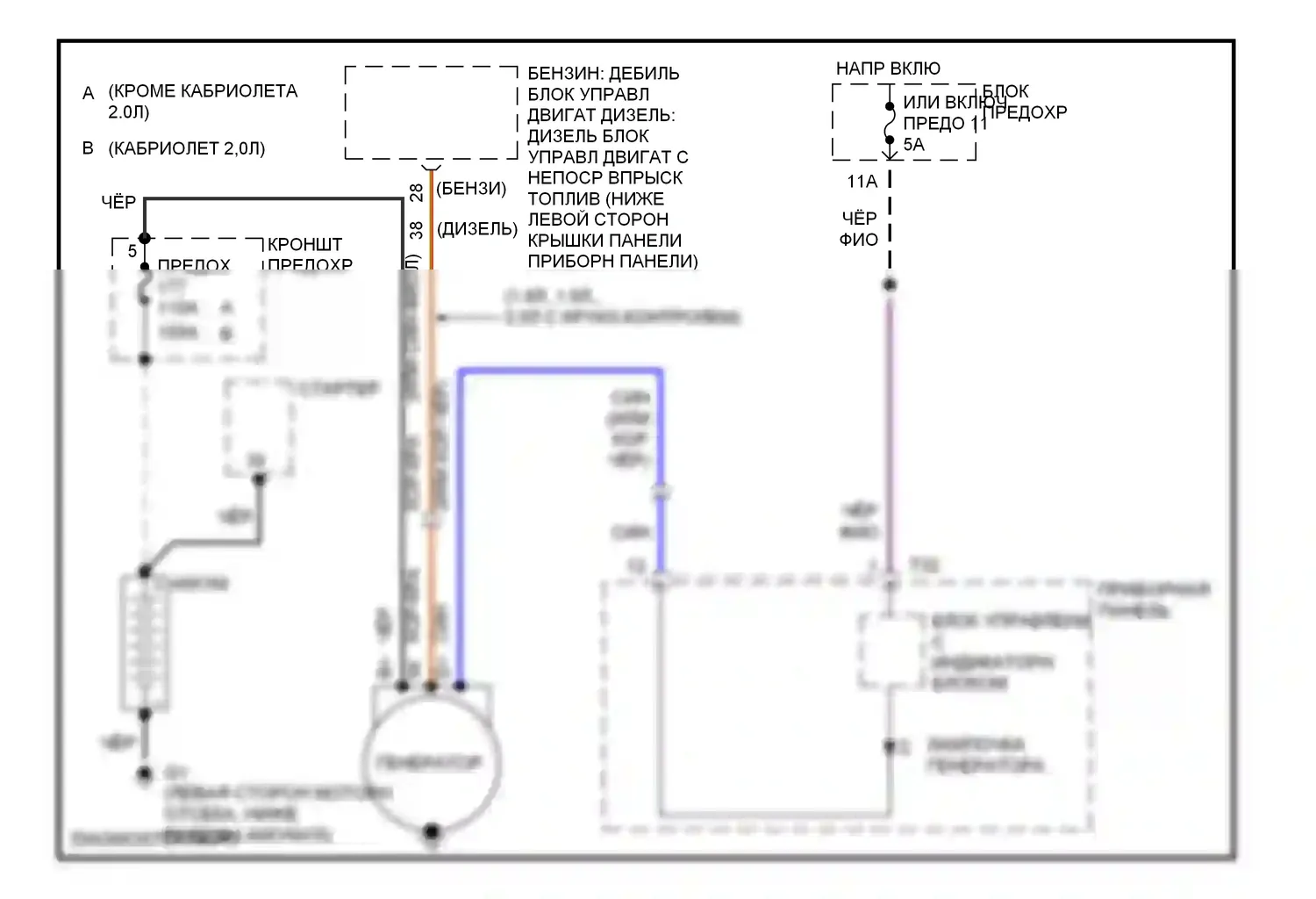 Beetle Volkswagen A4 (1997-2005): Электросхема генератора 