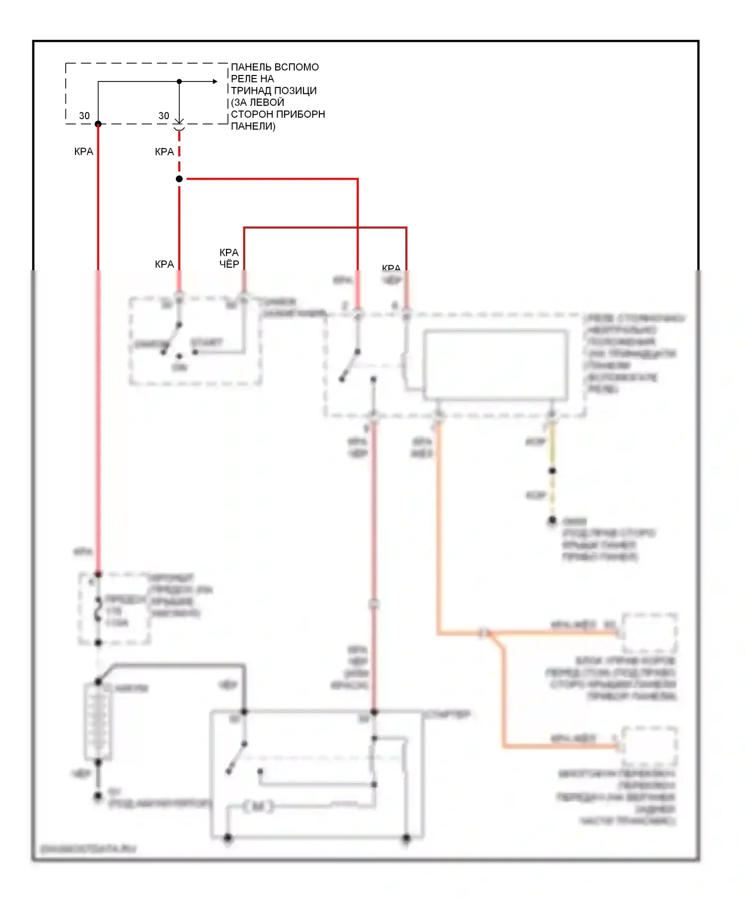Beetle Volkswagen A4 (1997-2005): Электросхема стартера, 4-ступенчатая автоматическая коробка передач 