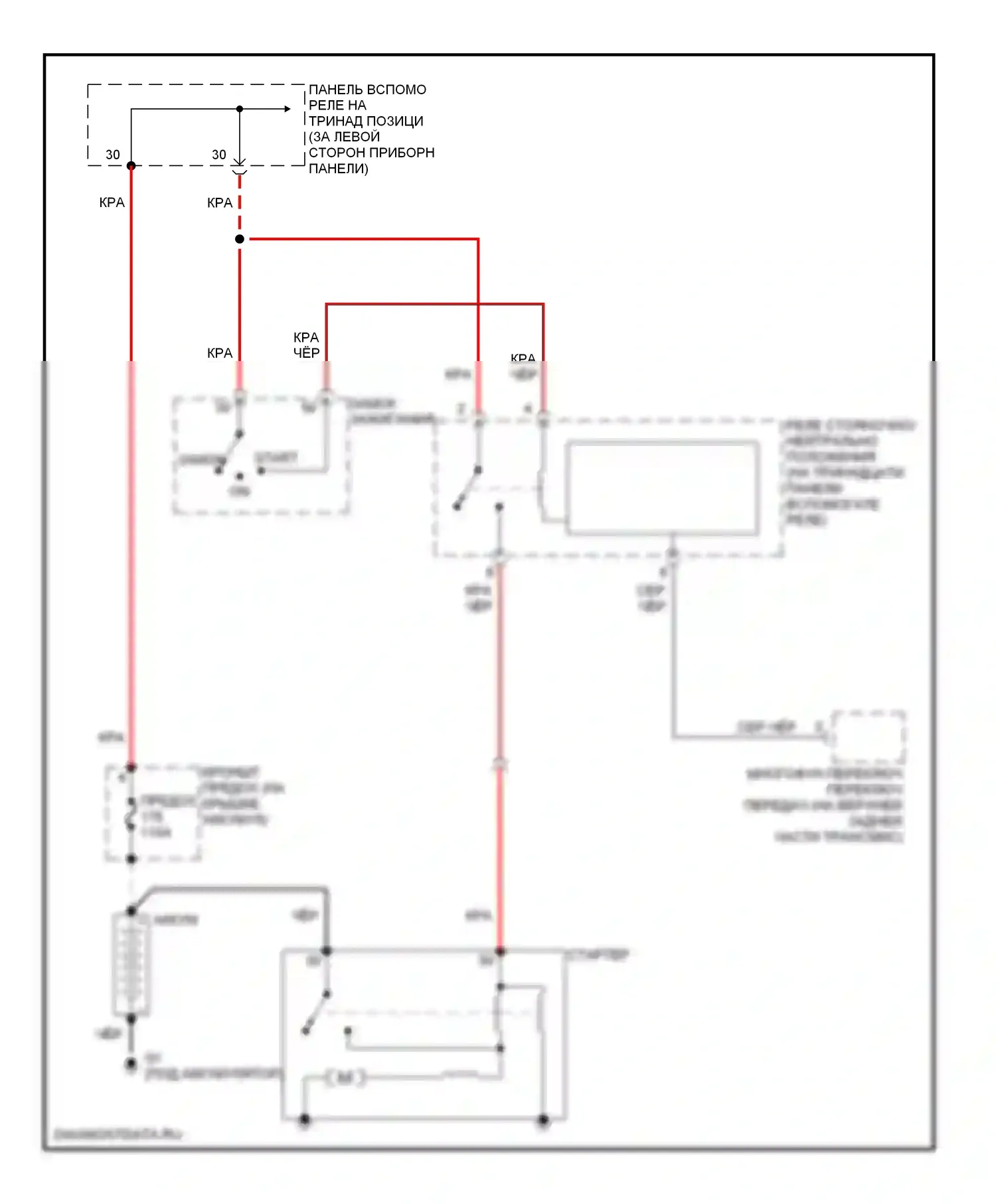 Beetle Volkswagen A4 (1997-2005): Электросхема стартера, 6-ступенчатая автоматическая коробка передач 