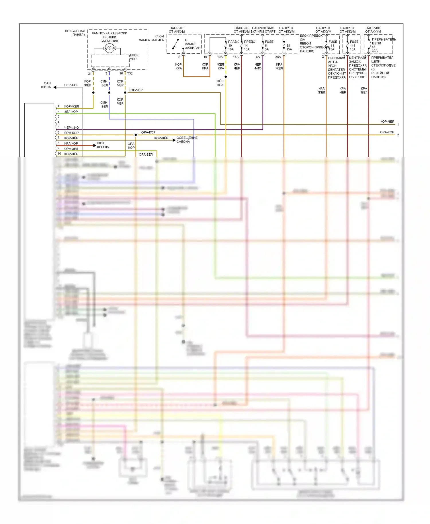 Beetle Volkswagen A4 (1997-2005): Электросхема центрального замка, кроме кабриолета (1 из 2) 