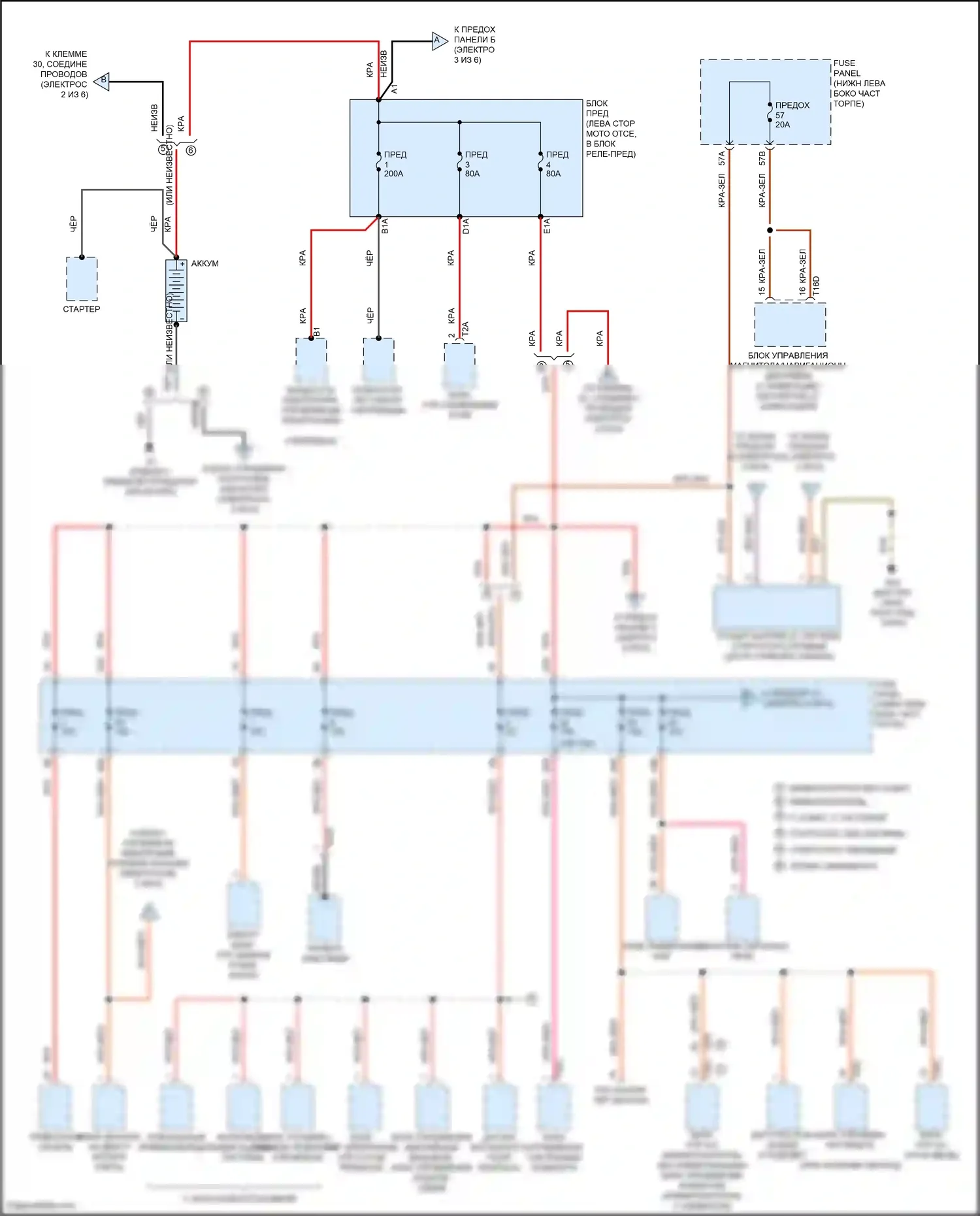 Bora Volkswagen III (2012-2018): Электросхема блока предохранителей реле, с высоким оснащением (1 из 6) 