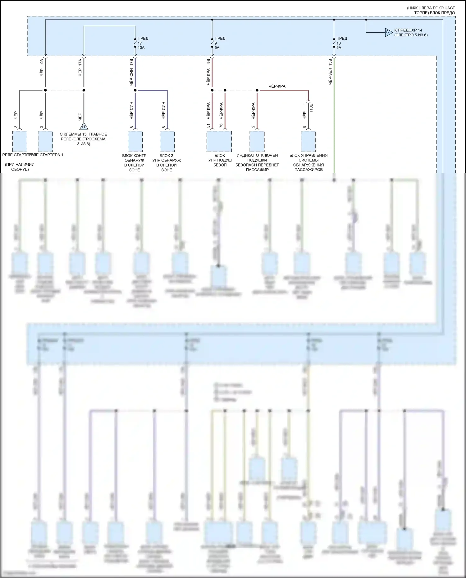 Bora Volkswagen III (2012-2018): Электросхема блока предохранителей реле, с высоким оснащением (4 из 6) 