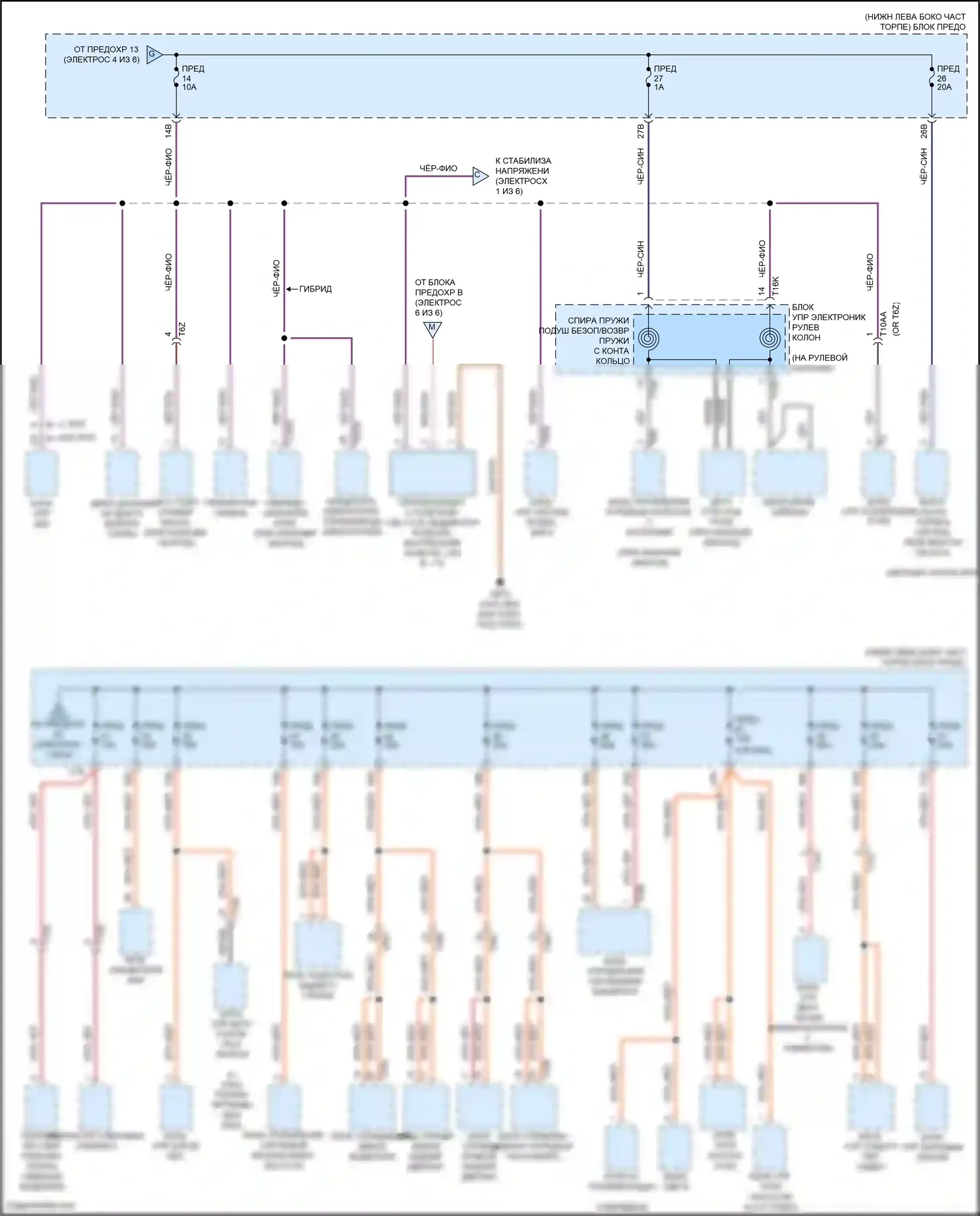 Bora Volkswagen III (2012-2018): Электросхема блока предохранителей реле, с высоким оснащением (5 из 6) 