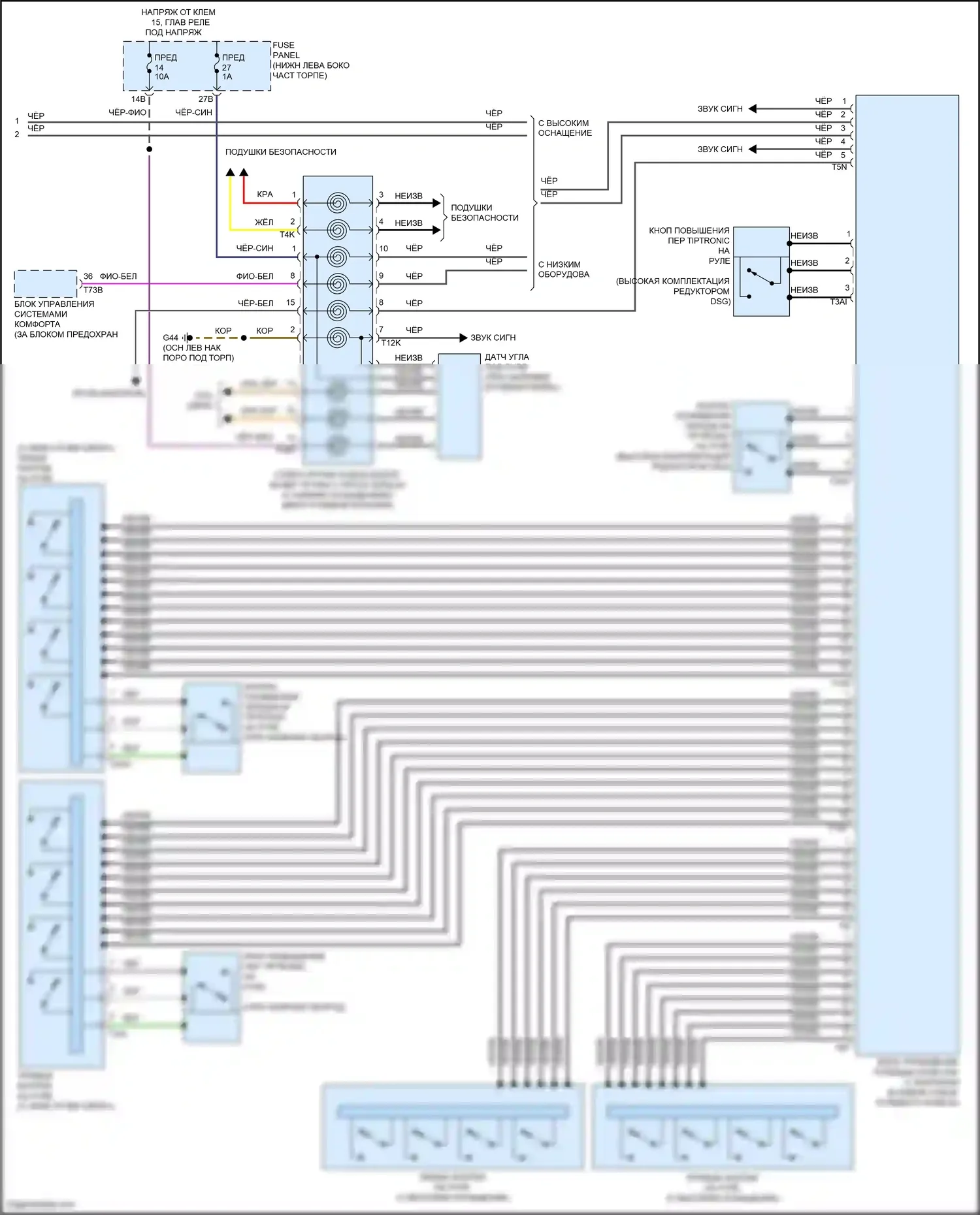 Bora Volkswagen III (2012-2018): Электросхема блока управления электронными системами рулевой колонки (2 из 2) 