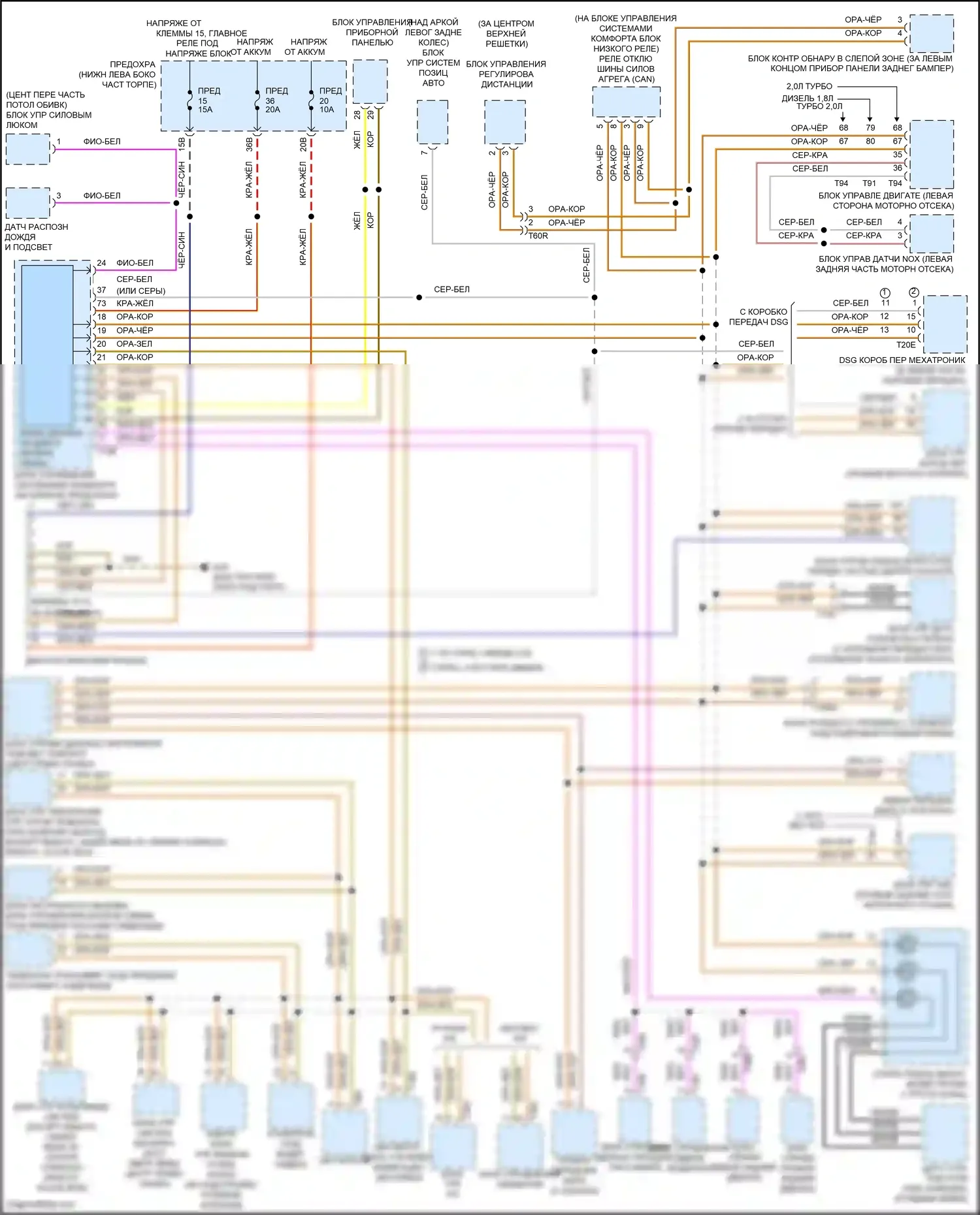Bora Volkswagen III (2012-2018): Электросхема компьютерной линии данных, с низким уровнем оборудования 