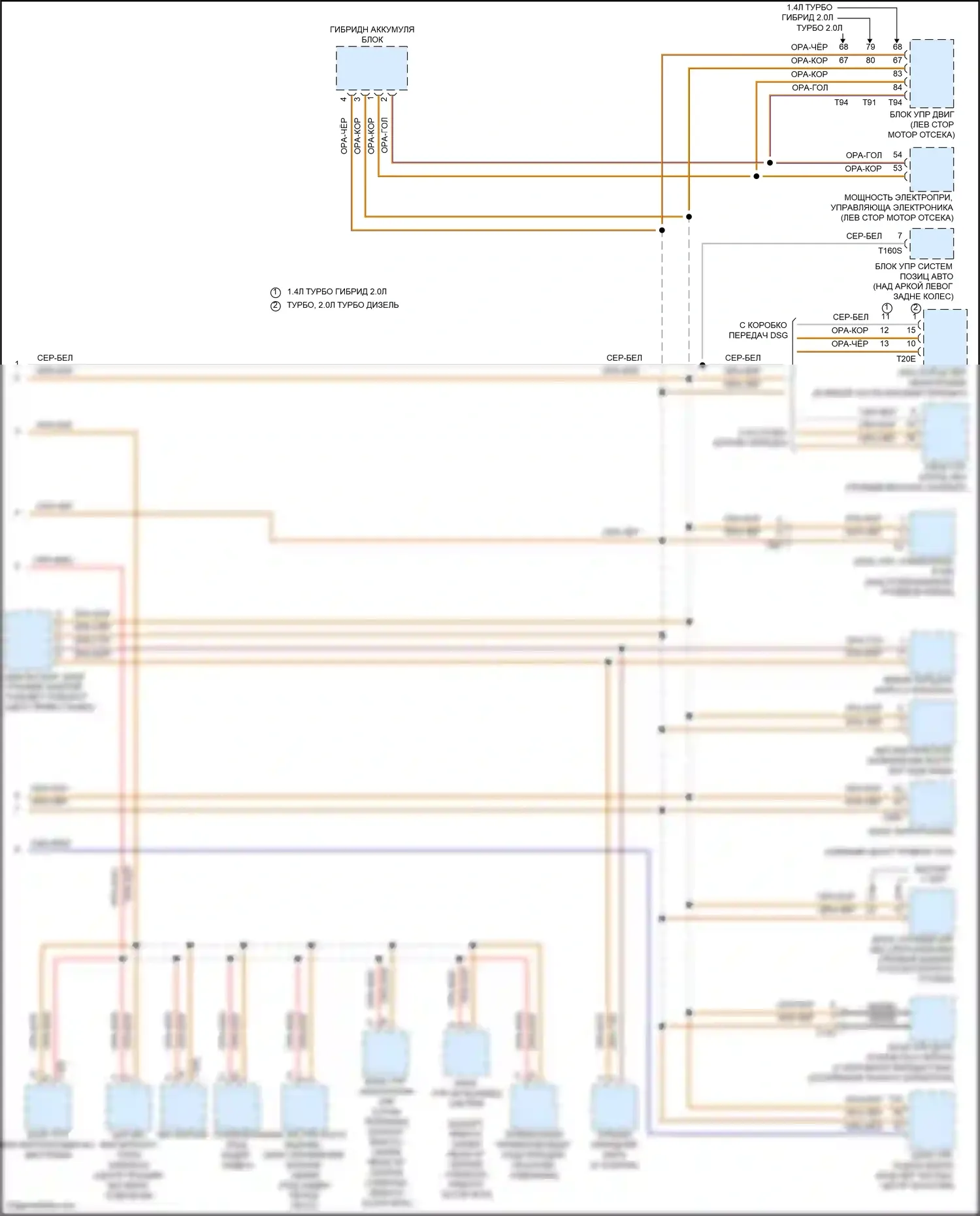 Bora Volkswagen III (2012-2018): Электросхема компьютерной линии данных, с высоким уровнем оборудования (2 из 2) 