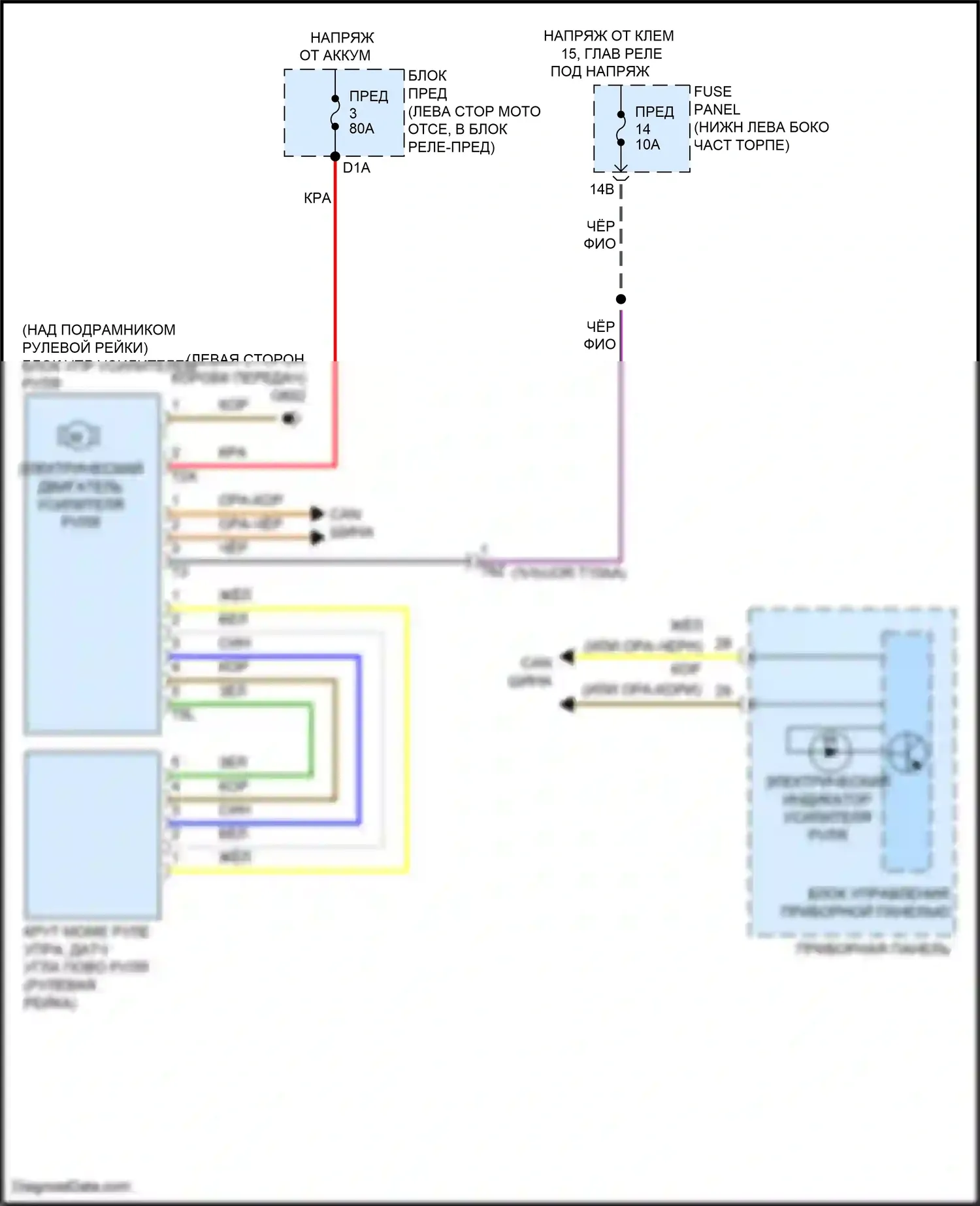 Bora Volkswagen III (2012-2018): Электросхема электроусилителя руля 