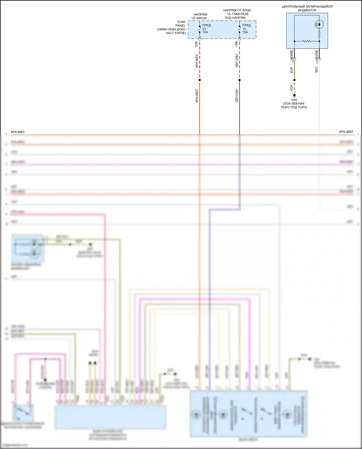 Bora Volkswagen III (2012-2018): Электросхема освещения приборов, с высоким уровнем оснащения (2 из 4) 