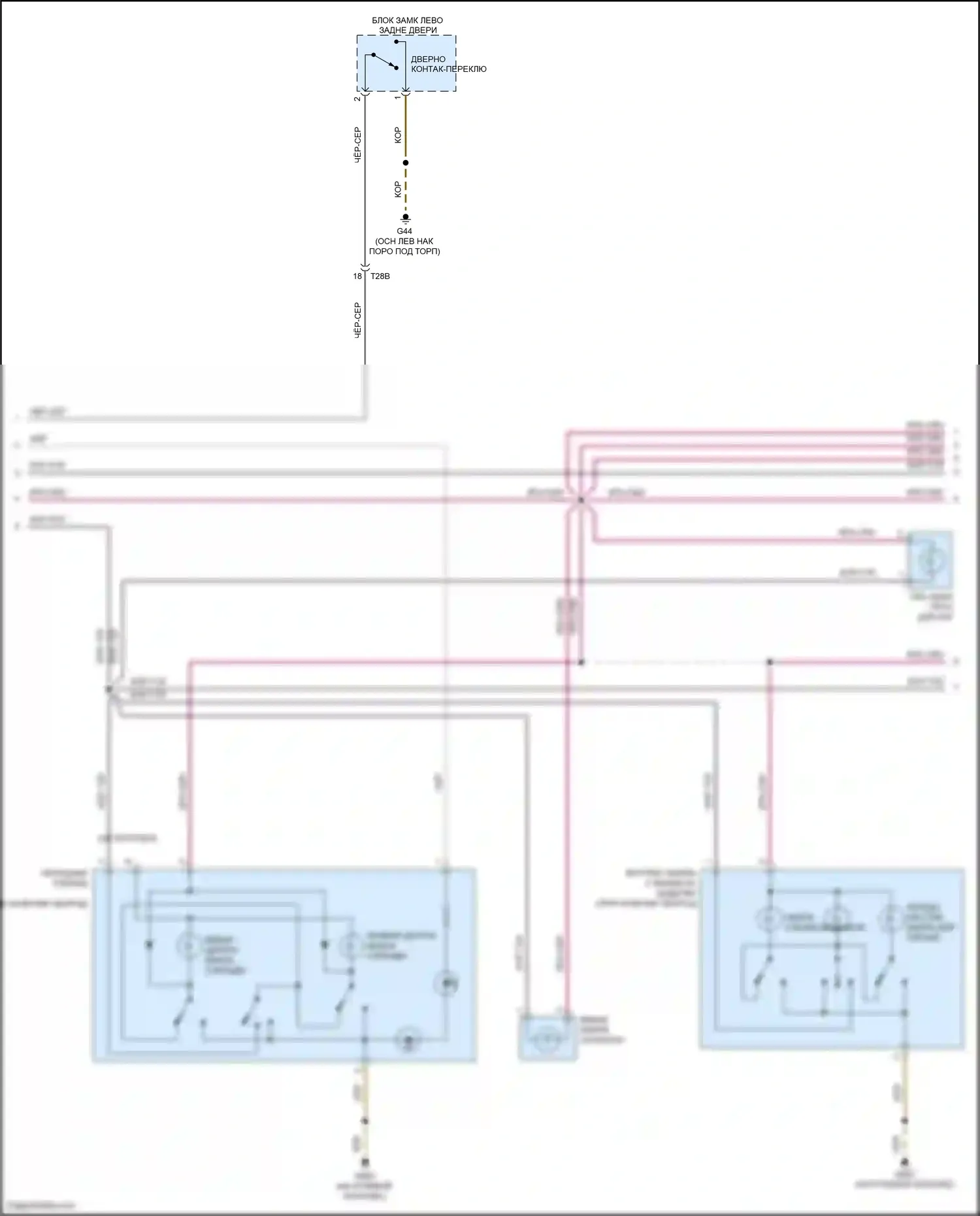 Bora Volkswagen III (2012-2018): Электросхема освещения салона, с низким уровнем оснащения (2 из 3) 