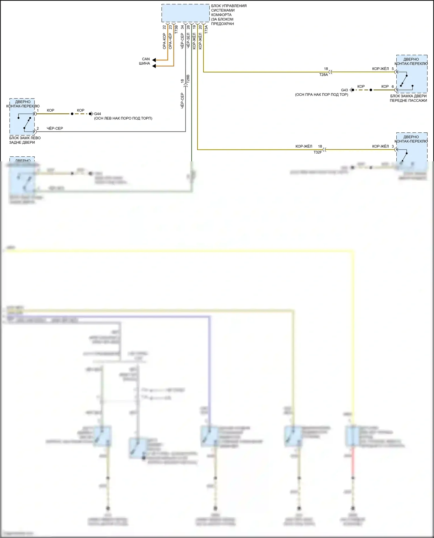 Bora Volkswagen III (2012-2018): Электросхема приборной панели, с низким уровнем оборудования (2 из 2) 