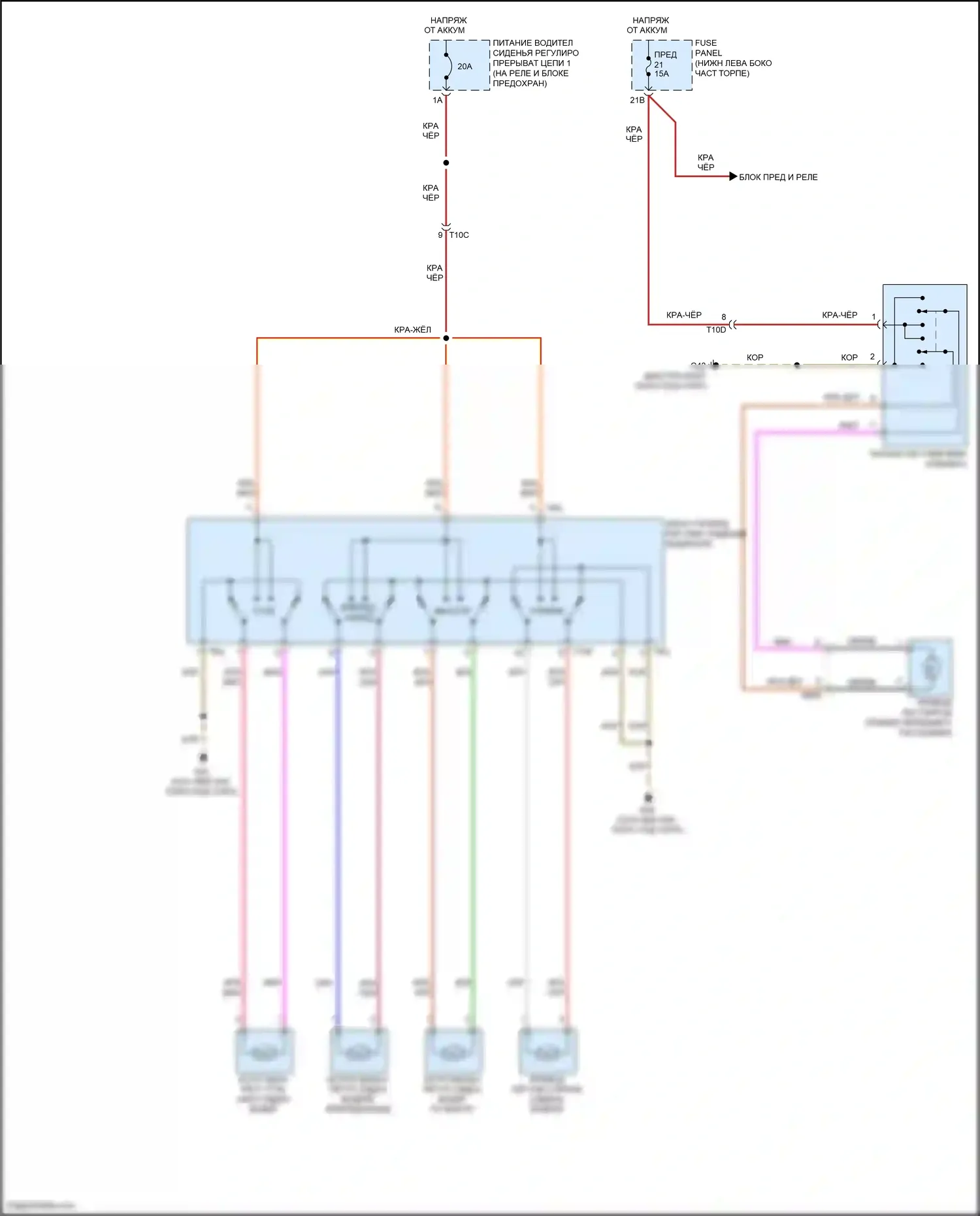 Bora Volkswagen III (2012-2018): Электросхема сидений 