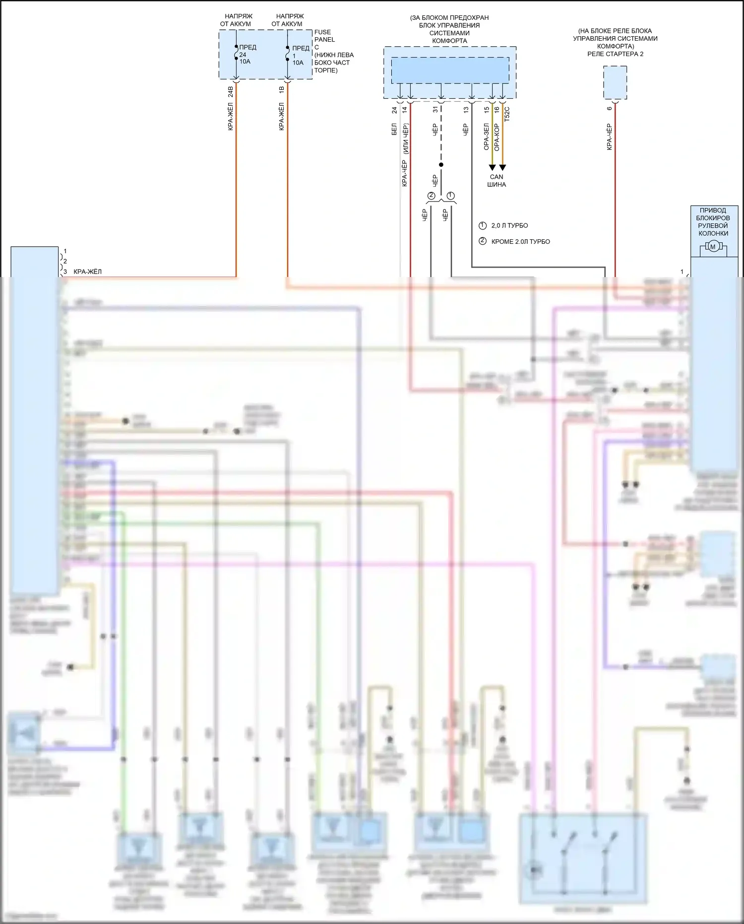 Bora Volkswagen III (2012-2018): Электросхема системы бесключевого доступа, с высоким уровнем оборудования 