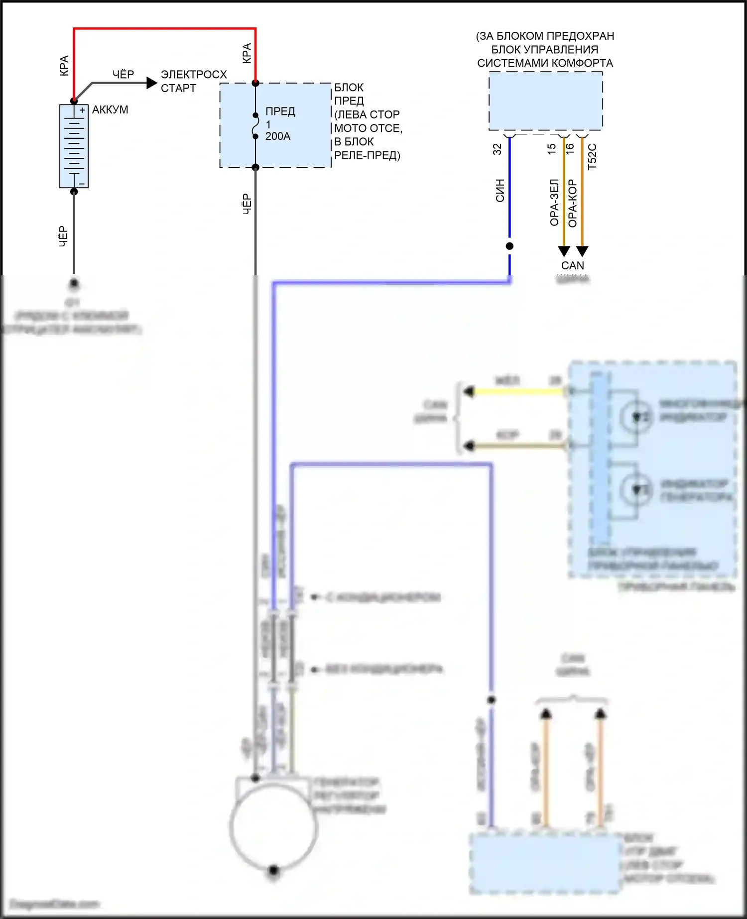 Bora Volkswagen III (2012-2018): 2,0 л турбо, электросхема генератора 