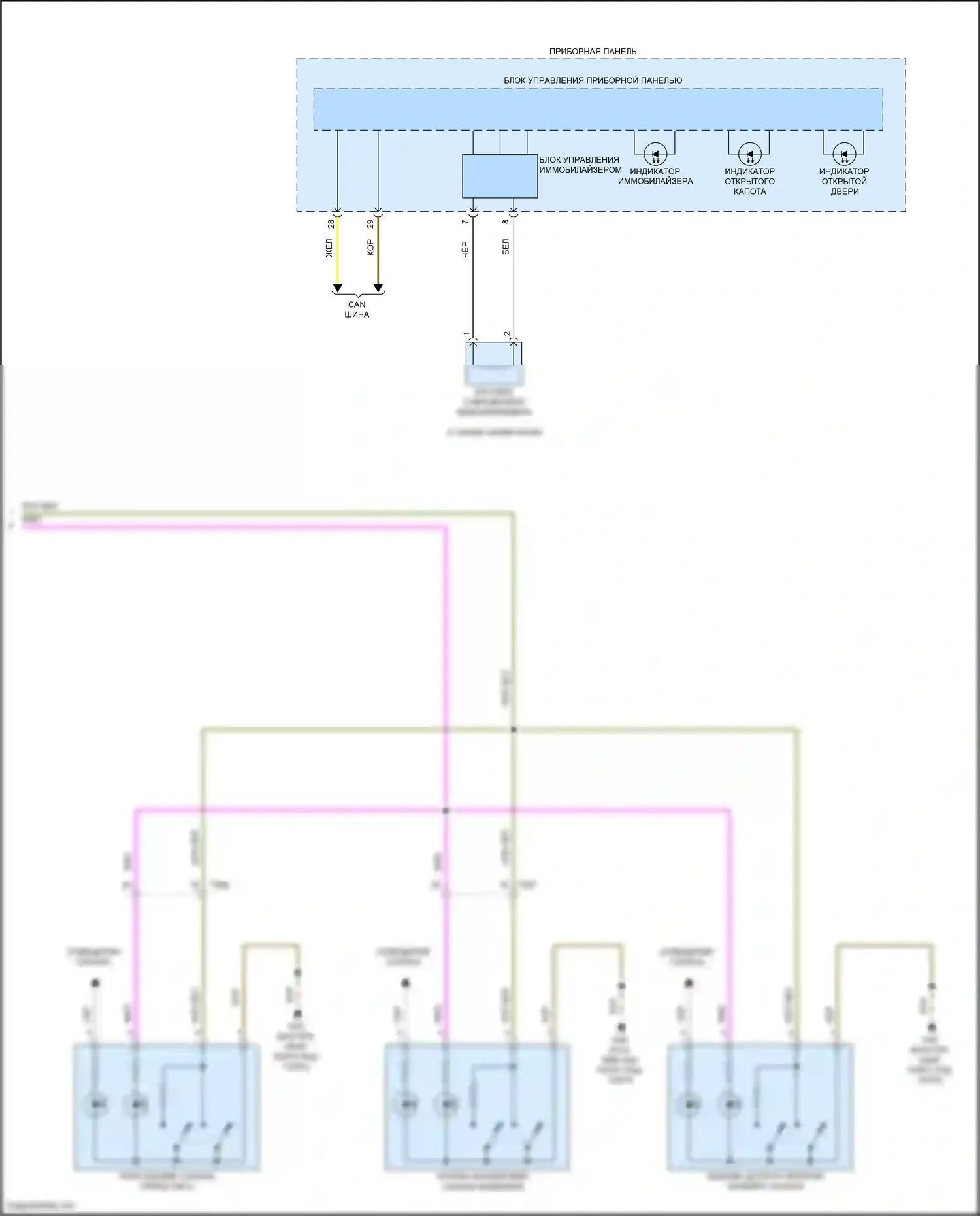 Bora Volkswagen III (2012-2018): Электросхема центрального замка, с низким уровнем оборудования (3 из 3) 