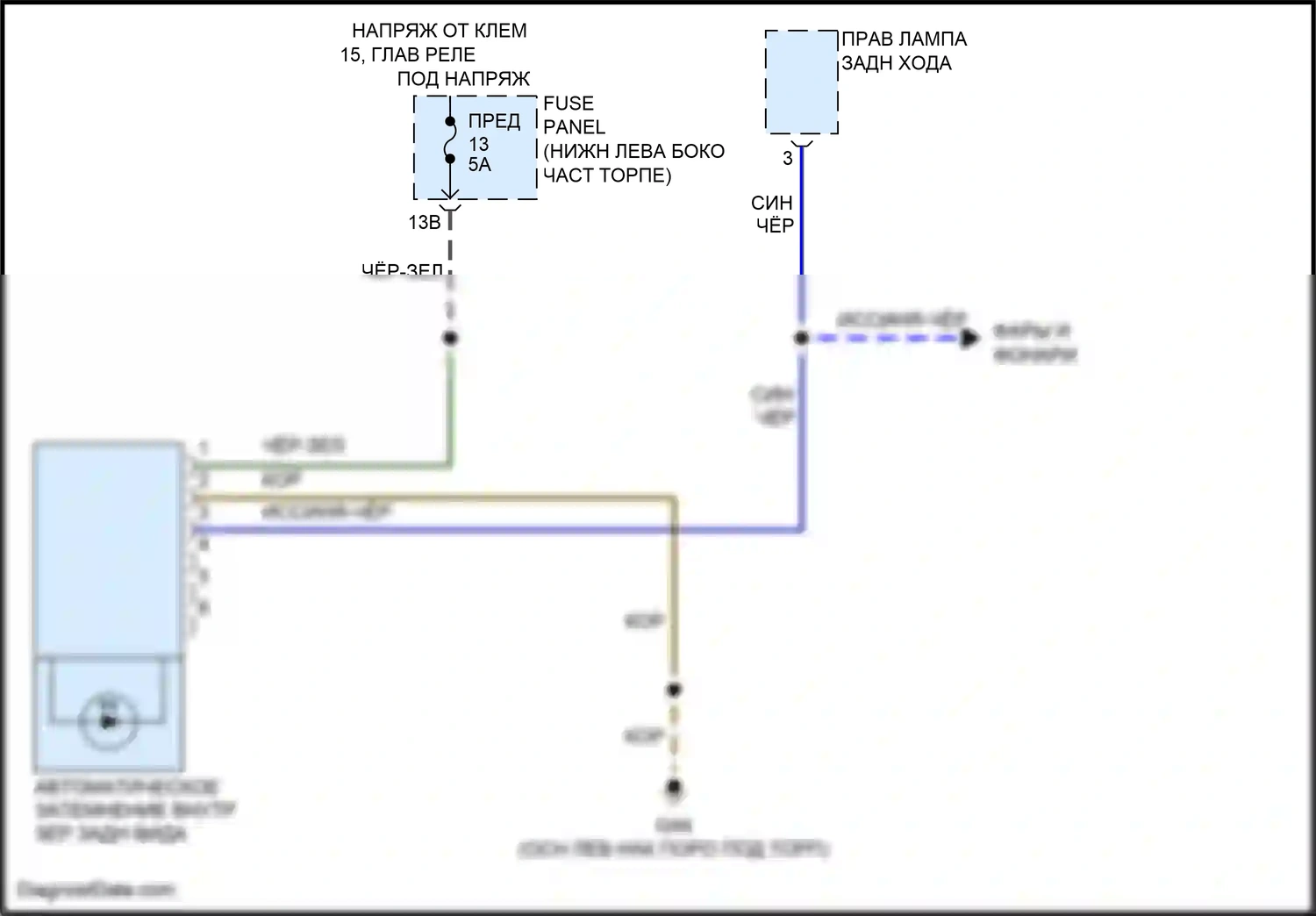 Bora Volkswagen III (2012-2018): Автоматическая электросхема дневного/ночного зеркала, с низким уровнем оборудования и датчиком влажности, без помощи дальнего света 