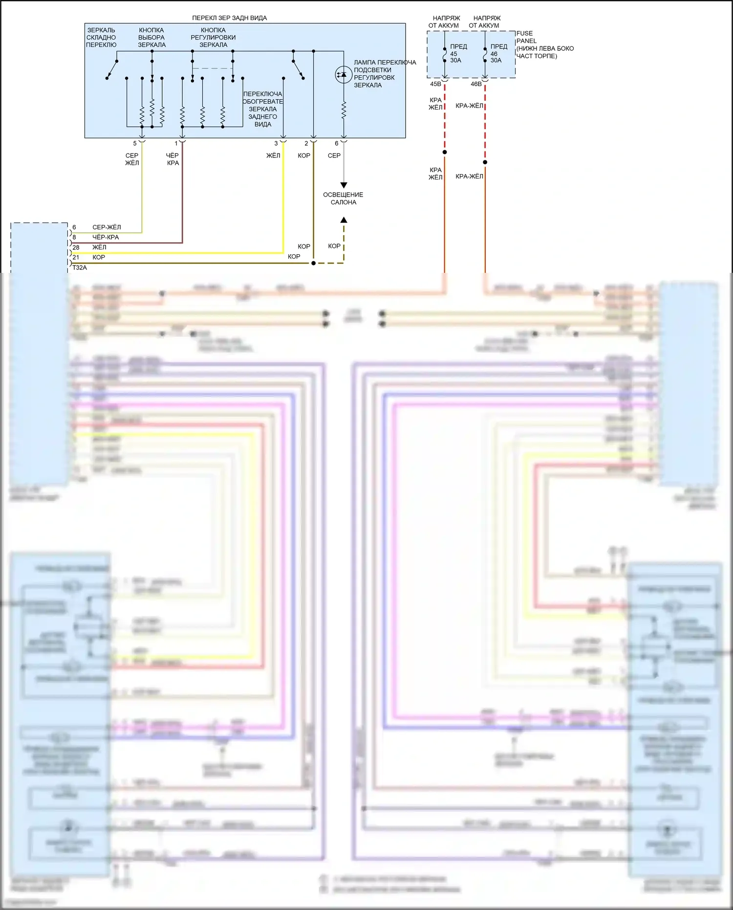 Bora Volkswagen III (2012-2018): Электрическая электросхема зеркал, с высоким оснащением 