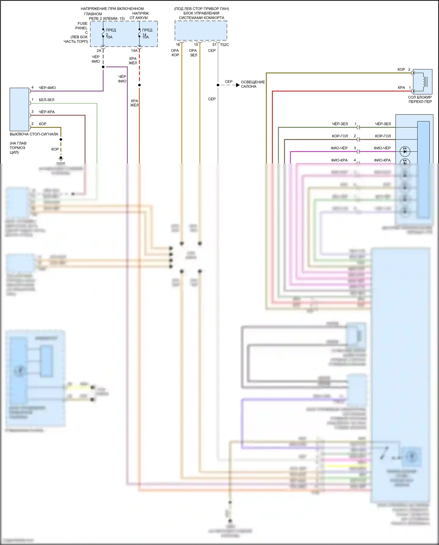 Eos Volkswagen I рестайлинг (2010-2015): Электросхема блокировки селектора 
