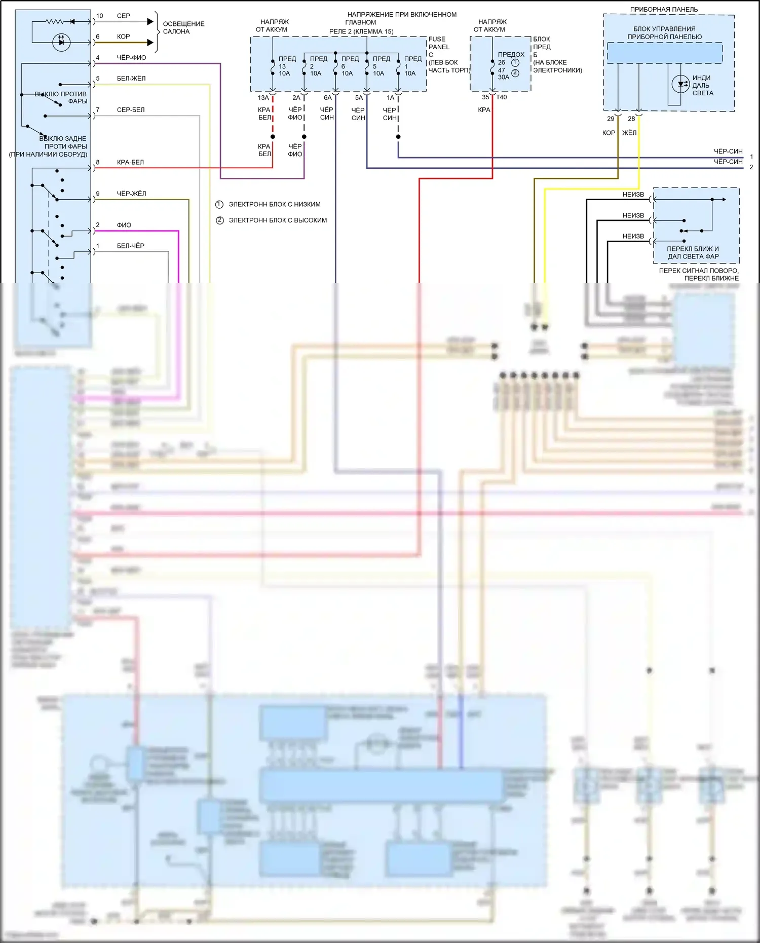 Eos Volkswagen I рестайлинг (2010-2015): Электросхема фар, с ксеноновыми фарами (1 из 2) 
