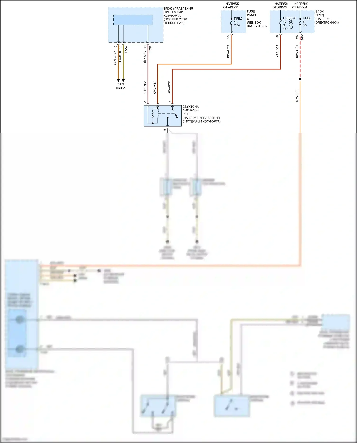 Eos Volkswagen I рестайлинг (2010-2015): Электросхема клаксона 