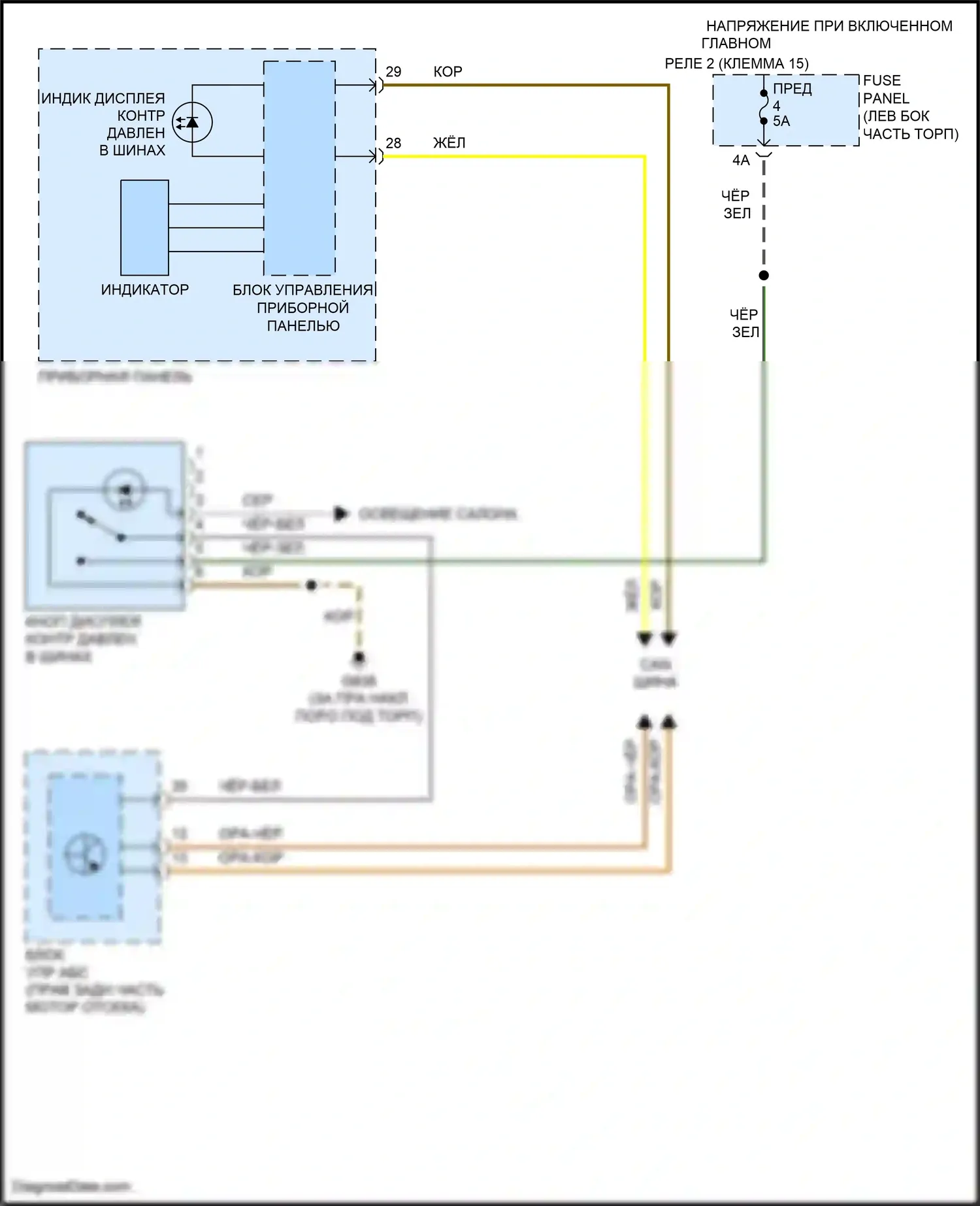 Eos Volkswagen I рестайлинг (2010-2015): Электросхема контроля давления в шинах 