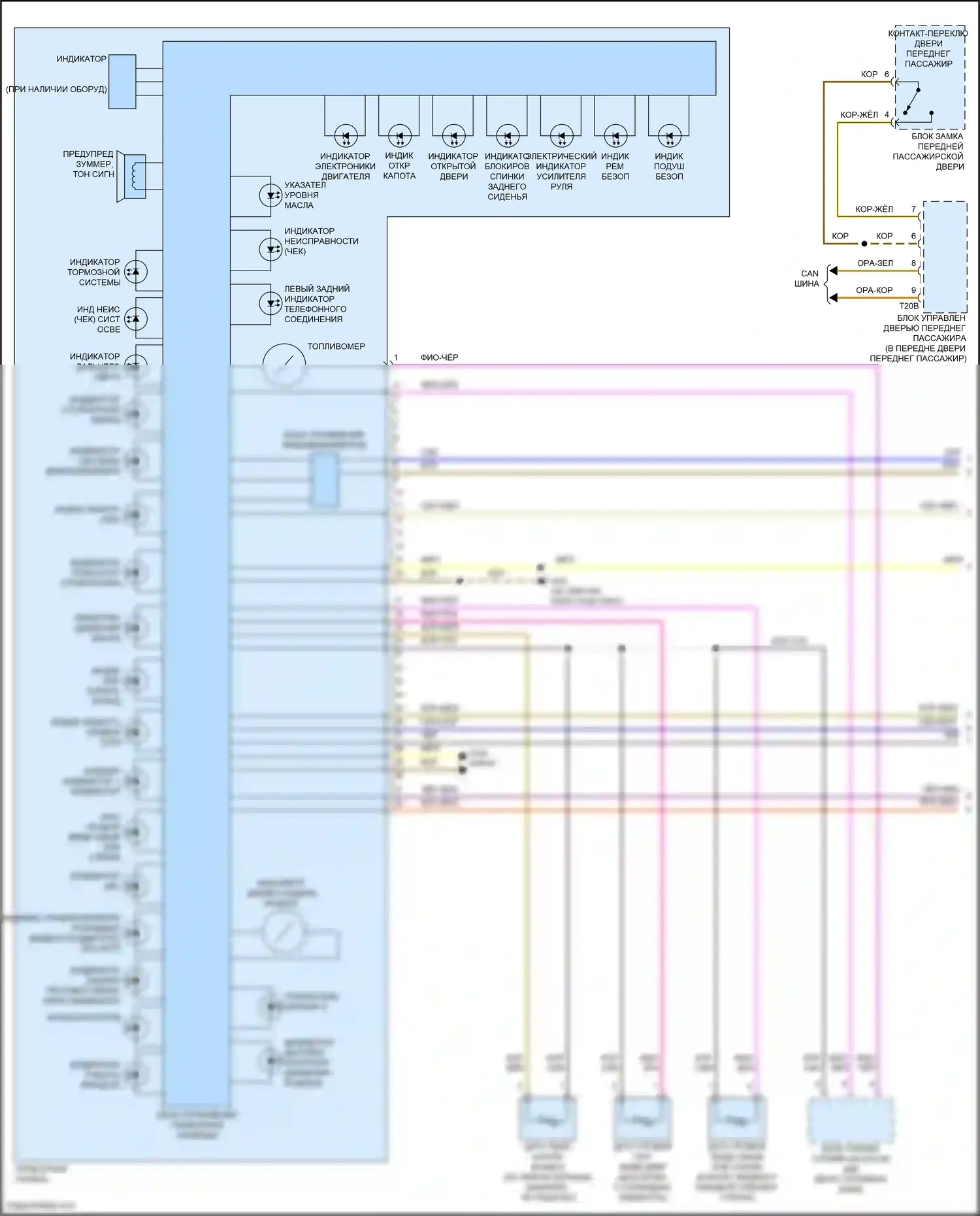 Eos Volkswagen I рестайлинг (2010-2015): Электросхема приборной панели (1 из 2) 