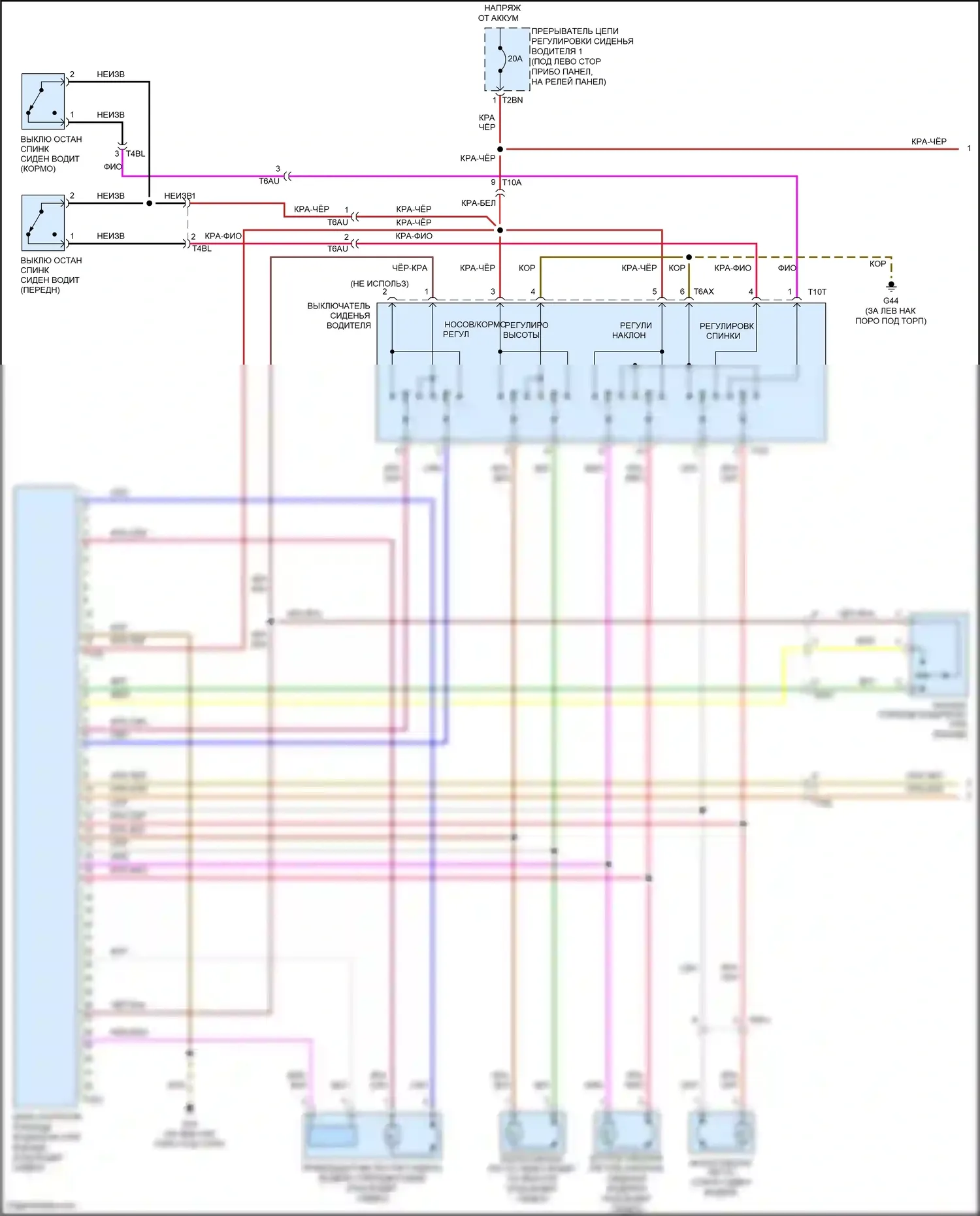 Eos Volkswagen I рестайлинг (2010-2015): Электросхема сидений (1 из 2) 