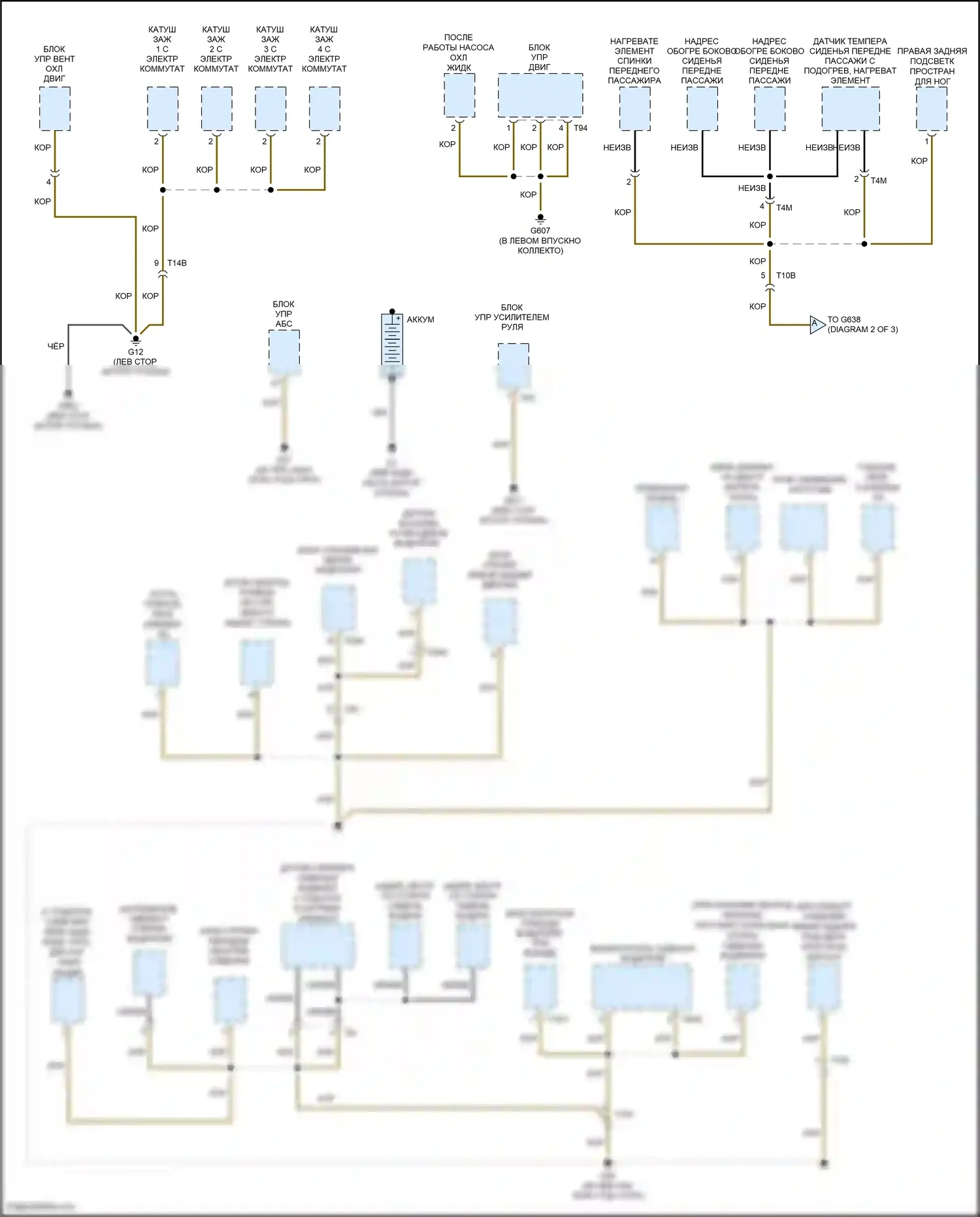 Eos Volkswagen I рестайлинг (2010-2015): Электросхема точек подключения масс (1 из 3) 