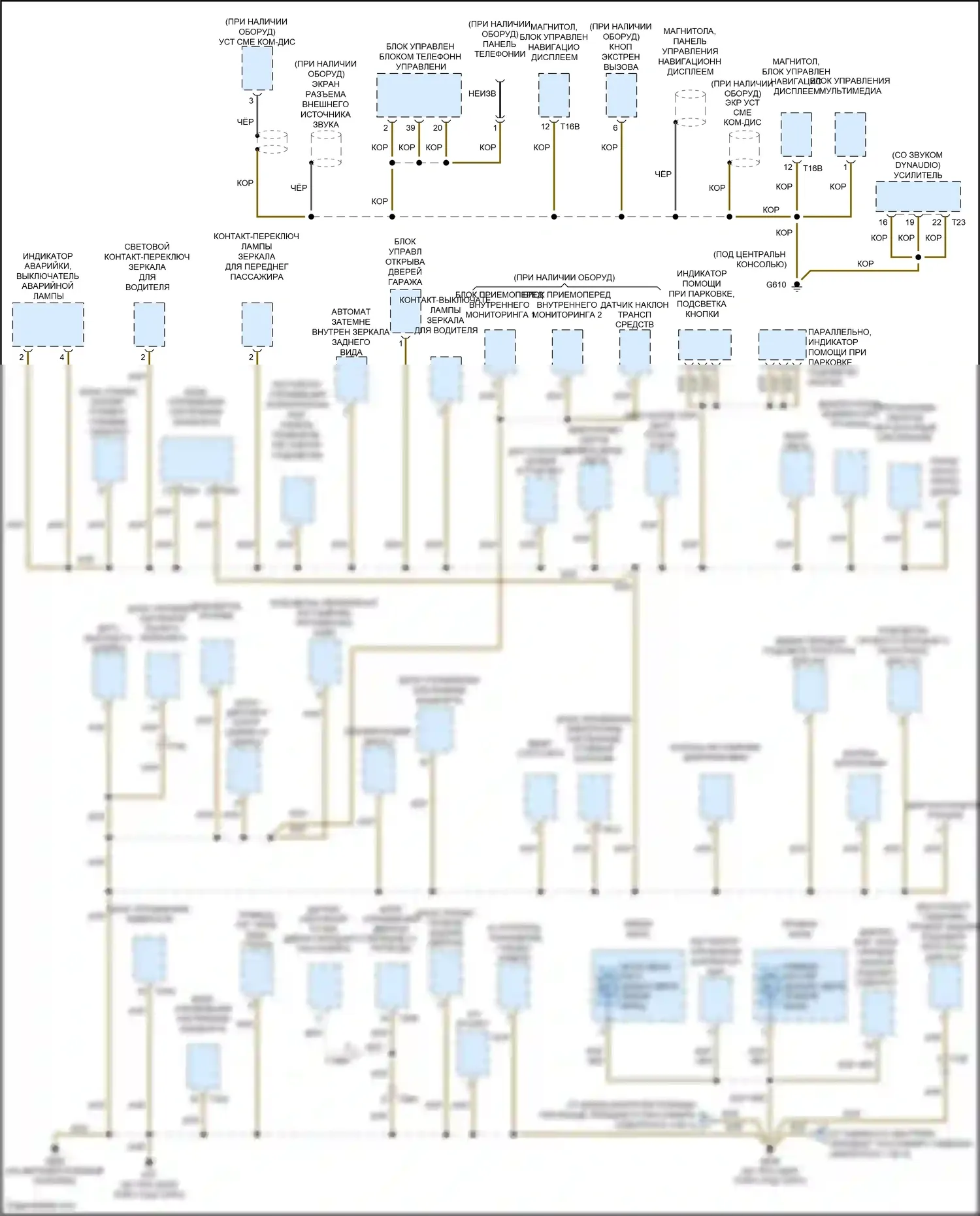 Eos Volkswagen I рестайлинг (2010-2015): Электросхема точек подключения масс (2 из 3) 