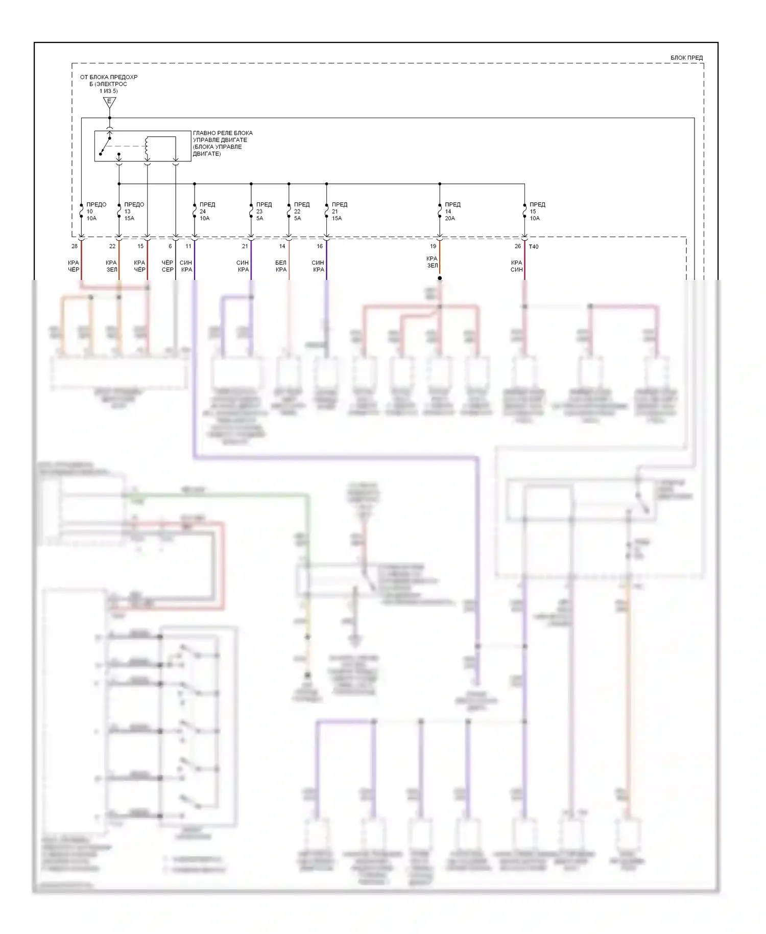 Eos Volkswagen I (2006-2011): Электросхема блока предохранителей реле (2 из 5) 