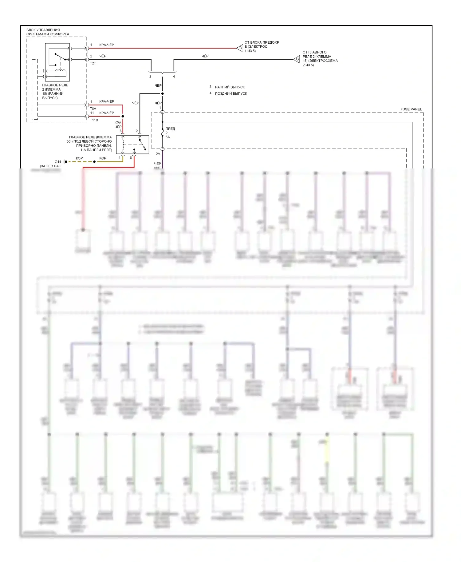Eos Volkswagen I (2006-2011): Электросхема блока предохранителей реле (3 из 5) 