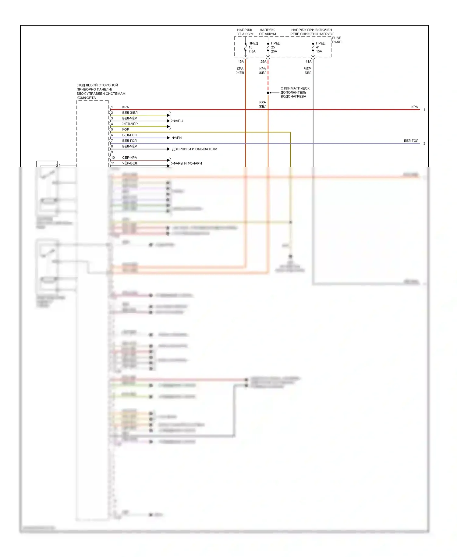 Eos Volkswagen I (2006-2011): Электросхема блока управления системами комфорта, раннего выпуска (1 из 2) 