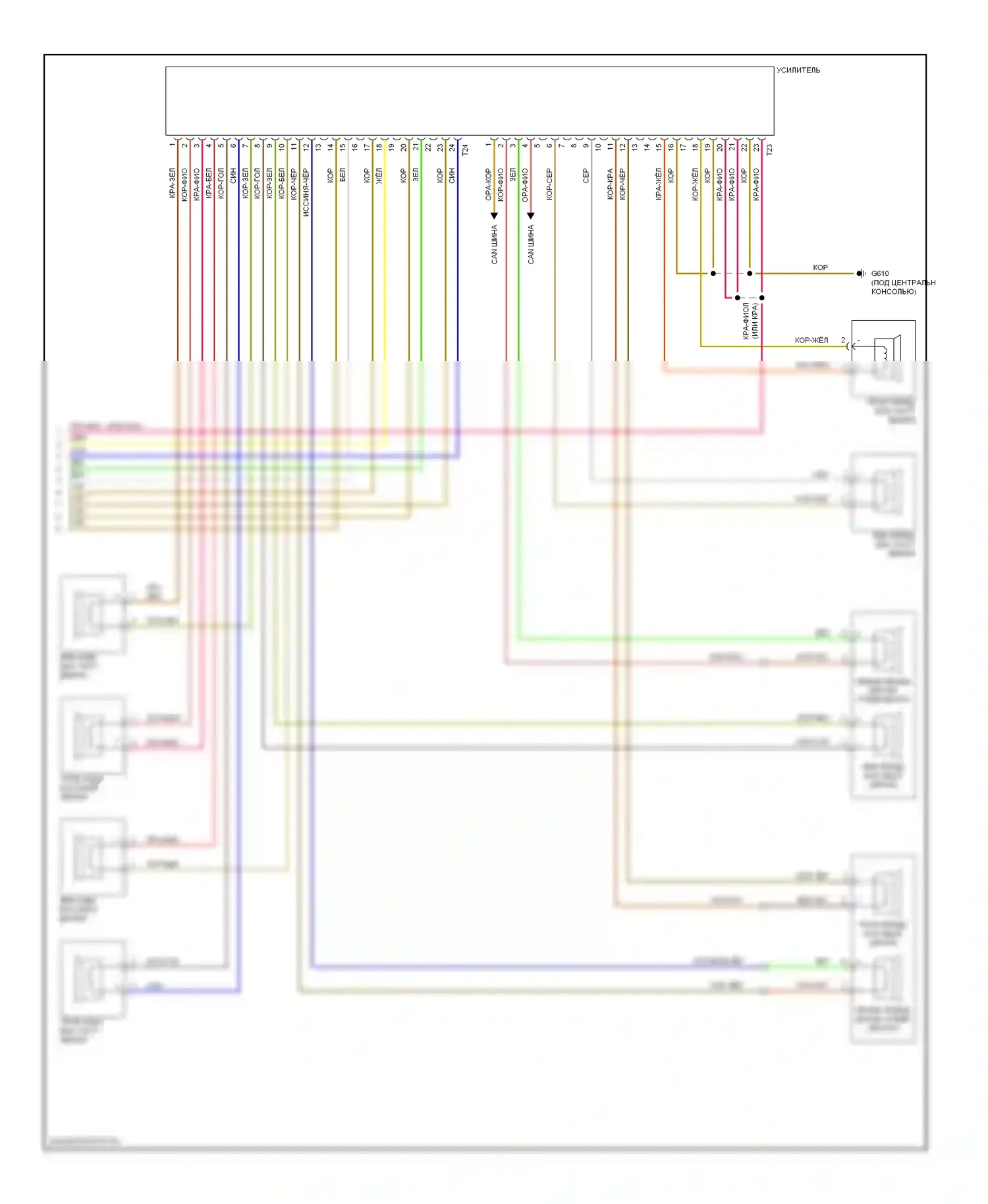 Eos Volkswagen I (2006-2011): Электросхема магнитолы, с усилителем (2 из 2) 
