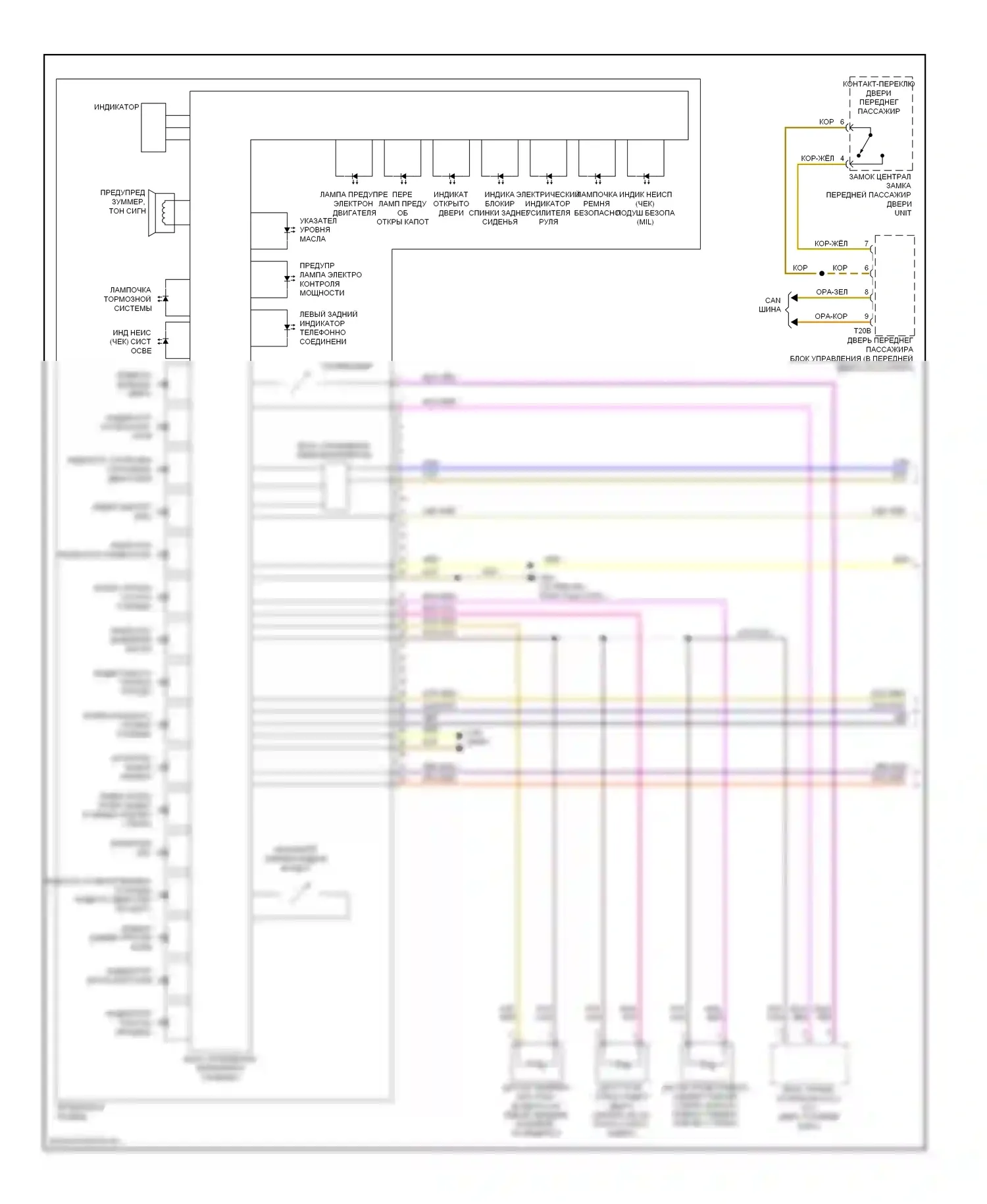 Eos Volkswagen I (2006-2011): Электросхема приборной панели, поздний выпуск (1 из 2) 