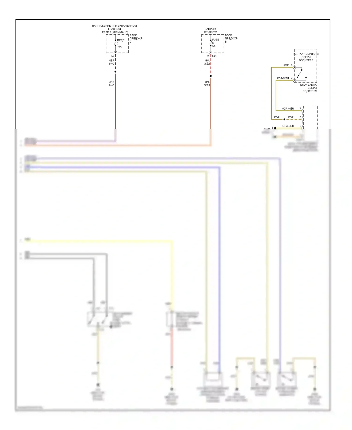 Eos Volkswagen I (2006-2011): Электросхема приборной панели, ранний выпуск (2 из 2) 