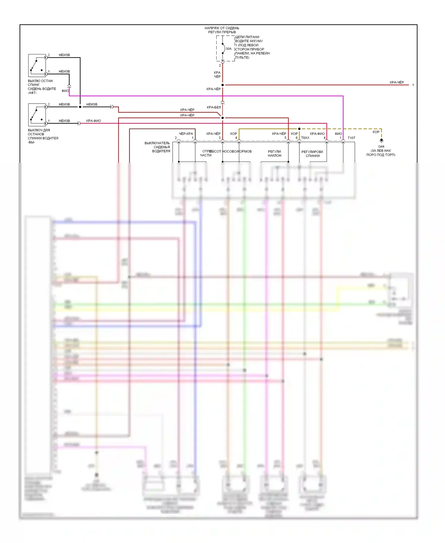 Eos Volkswagen I (2006-2011): Электросхема сидений (1 из 2) 
