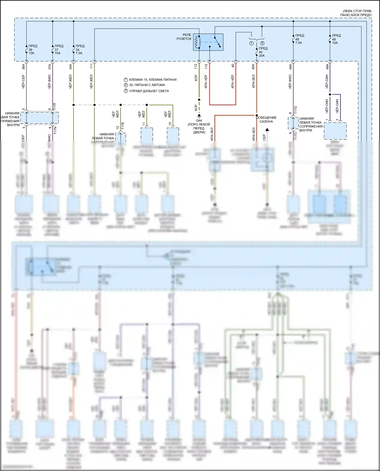 Golf GTI Volkswagen VII рестайлинг (2017-2020): Электросхема блока предохранителей реле (4 из 5) 