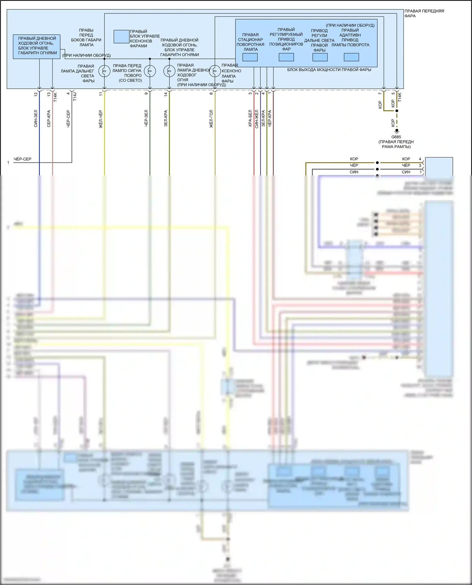 Golf GTI Volkswagen VII рестайлинг (2017-2020): Электросхема фар, с ксеноновыми фарами, без огней поворота (2 из 2) 
