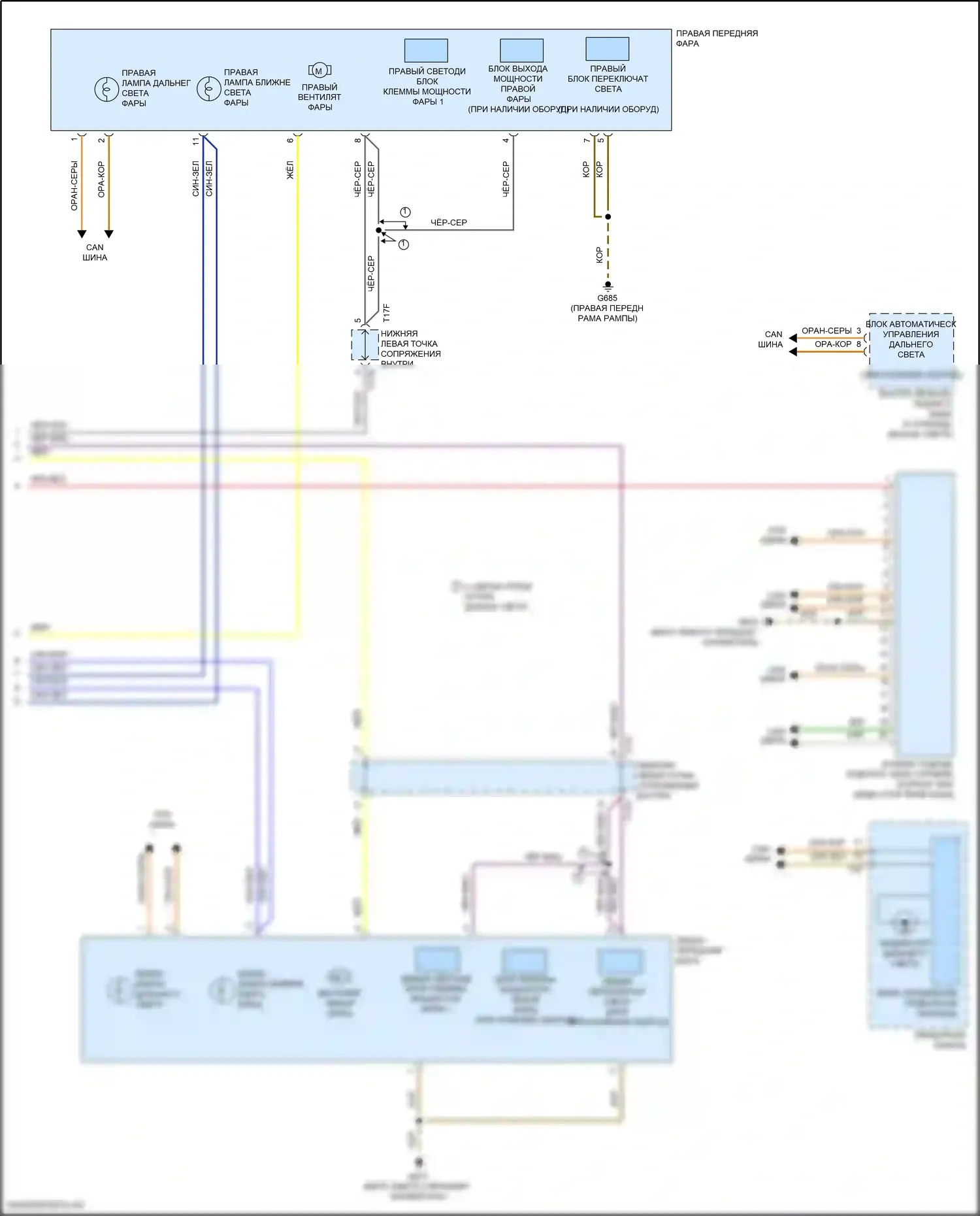 Golf GTI Volkswagen VII рестайлинг (2017-2020): Электросхема фар, со светодиодными фарами (2 из 2) 