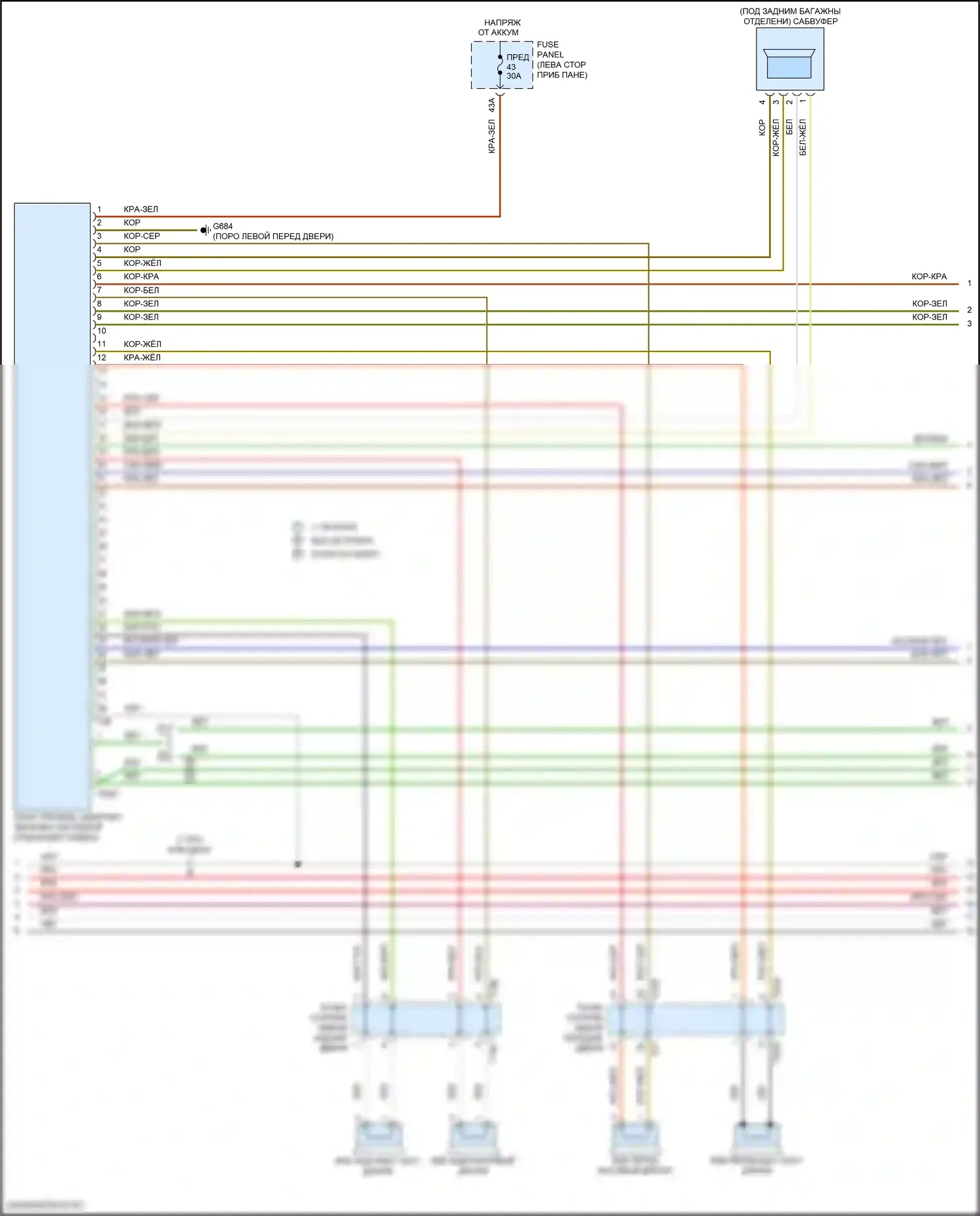 Golf GTI Volkswagen VII рестайлинг (2017-2020): Электросхема магнитолы, с усилителем (2 из 5) 
