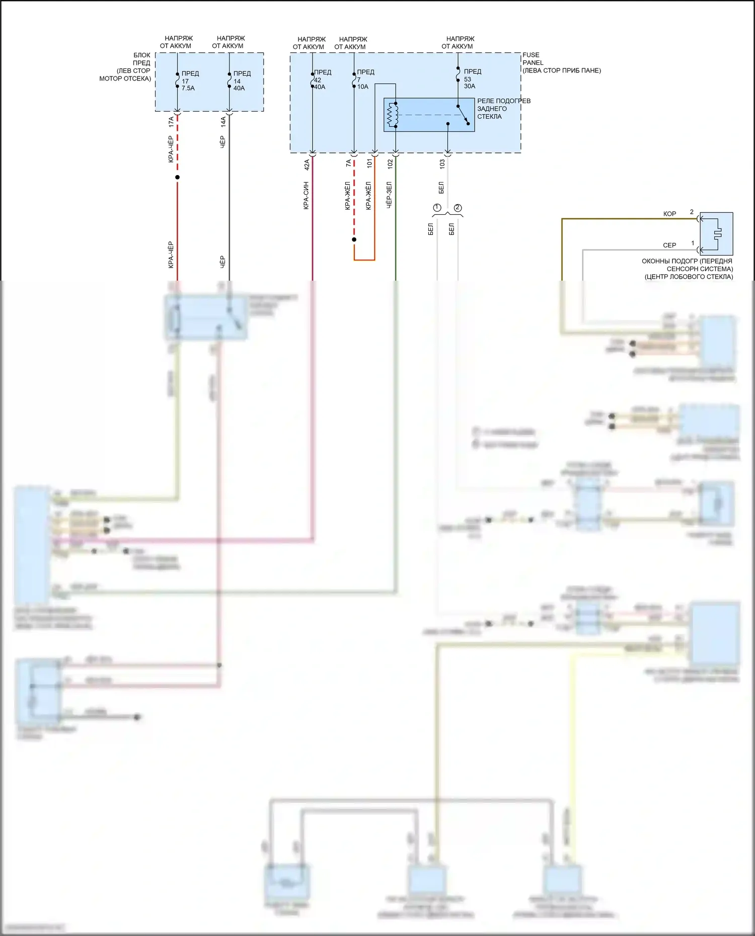 Golf GTI Volkswagen VII рестайлинг (2017-2020): Электросхема заднего подогрева 