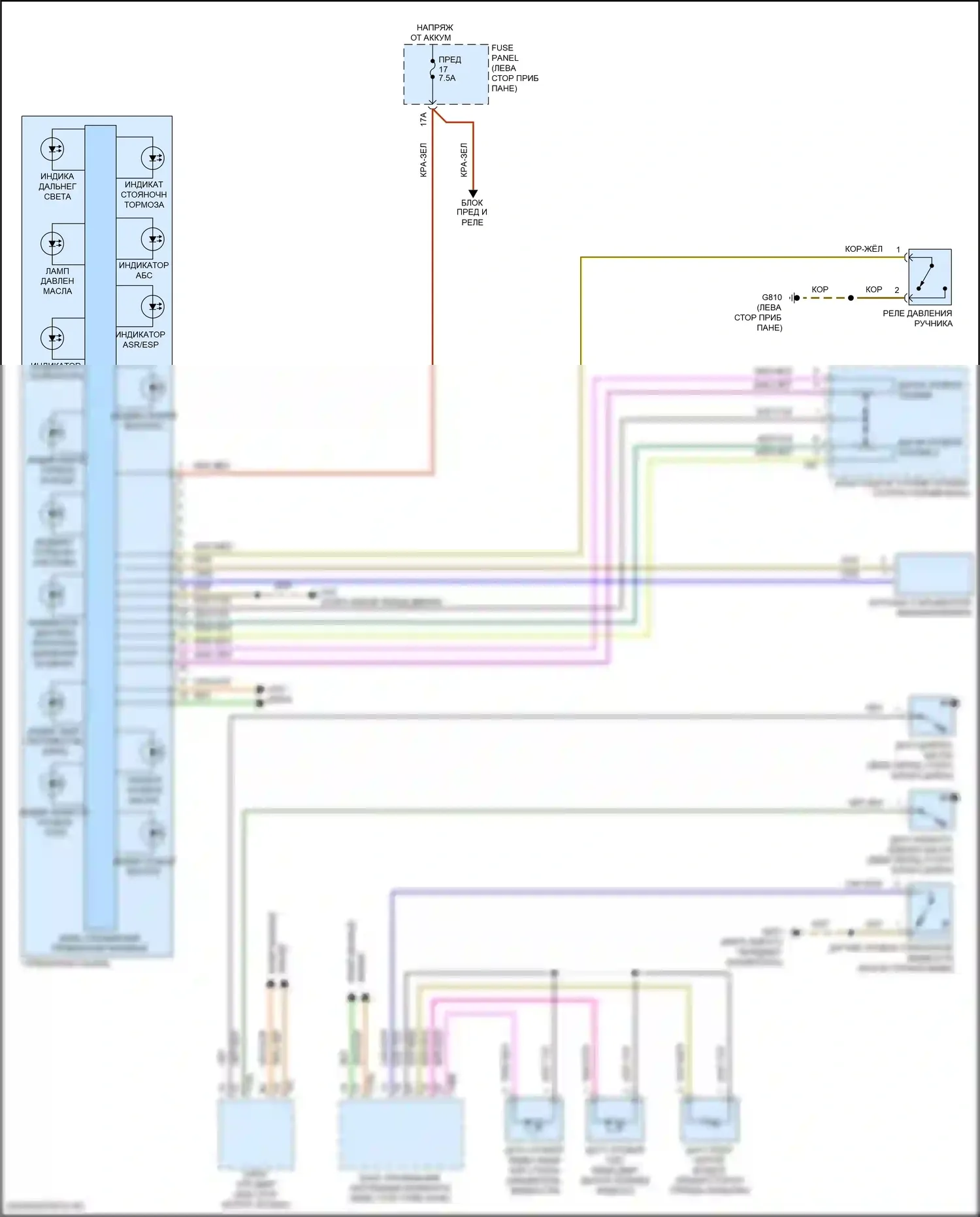 Golf GTI Volkswagen VII рестайлинг (2017-2020): Электросхема приборной панели 