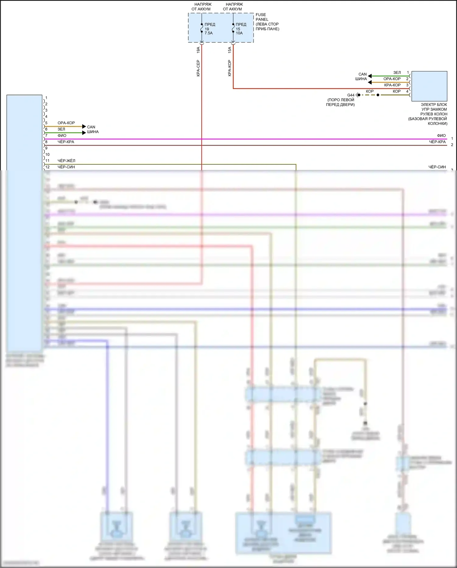 Golf GTI Volkswagen VII рестайлинг (2017-2020): Электросхема системы бесключевого доступа (1 из 2) 