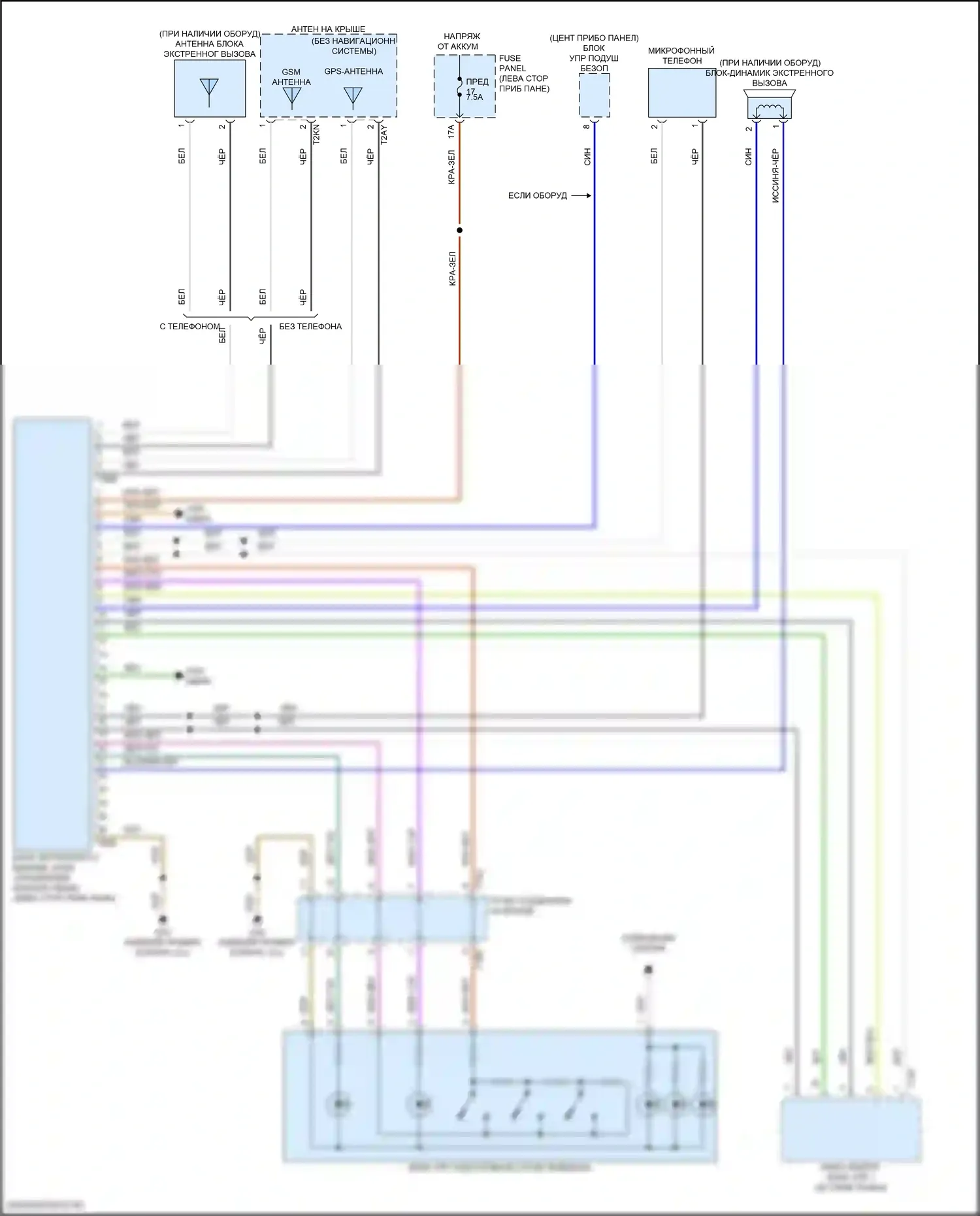 Golf GTI Volkswagen VII рестайлинг (2017-2020): Электросхема экстренного вызова 
