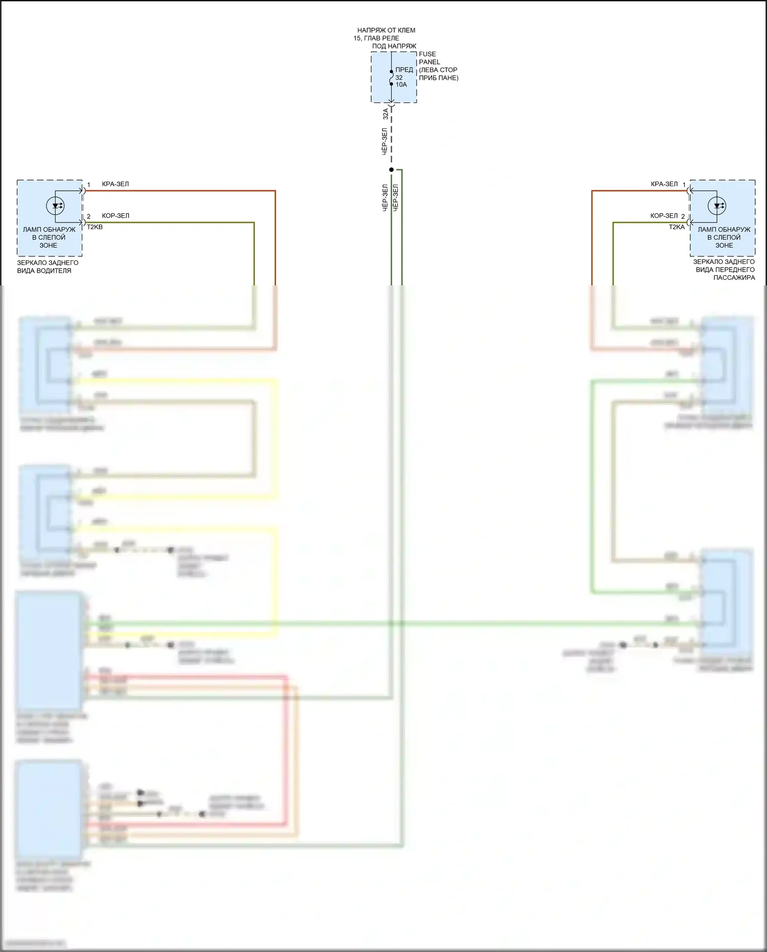 Golf GTI Volkswagen VII рестайлинг (2017-2020): Электросхема мониторинга в слепой зоне 
