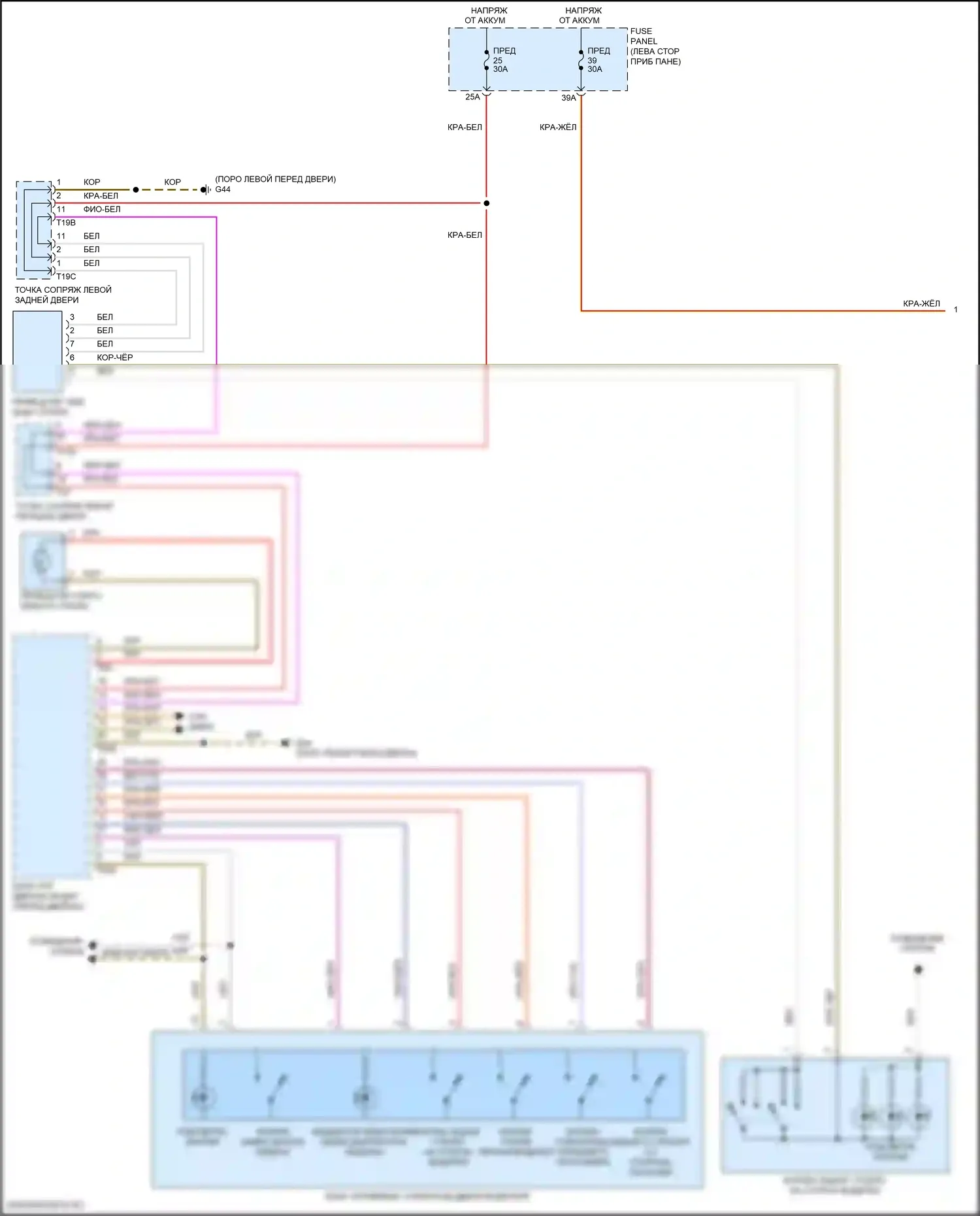 Golf GTI Volkswagen VII рестайлинг (2017-2020): Электросхема стеклоподъемников (1 из 2) 